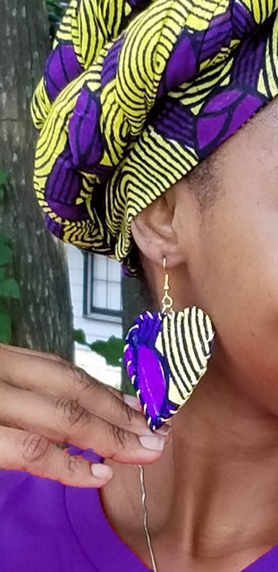 Yellow and Purple African Print Earrings-DP3775ER1、mySite、solidvoid