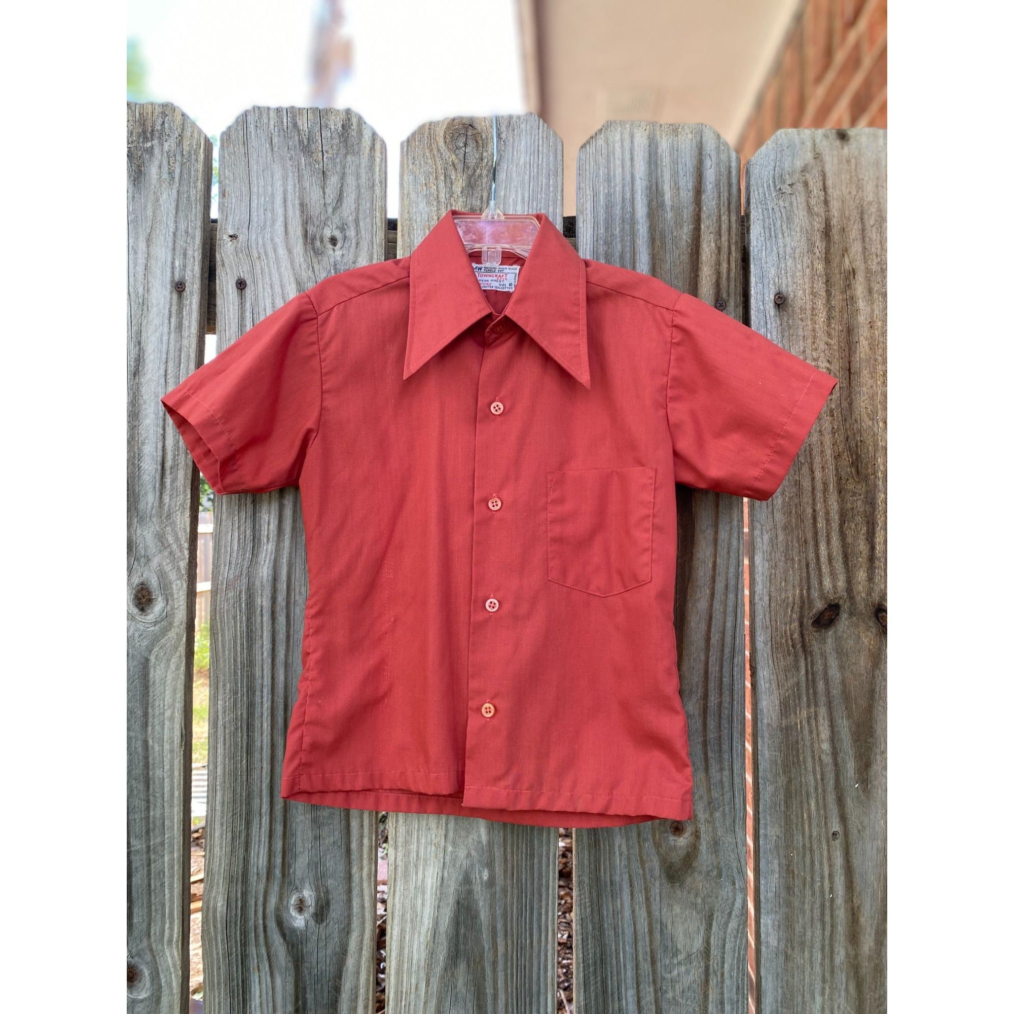 70's Towncraft Penn Prest Coral Button Down Short Sleeve Shirt 6、mySite、garagedoors4me