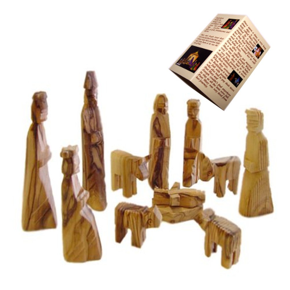  Olive Wood Miniature Nativity Set (12 Pieces Set) - 5 Inches、mySite、elrpsem3k