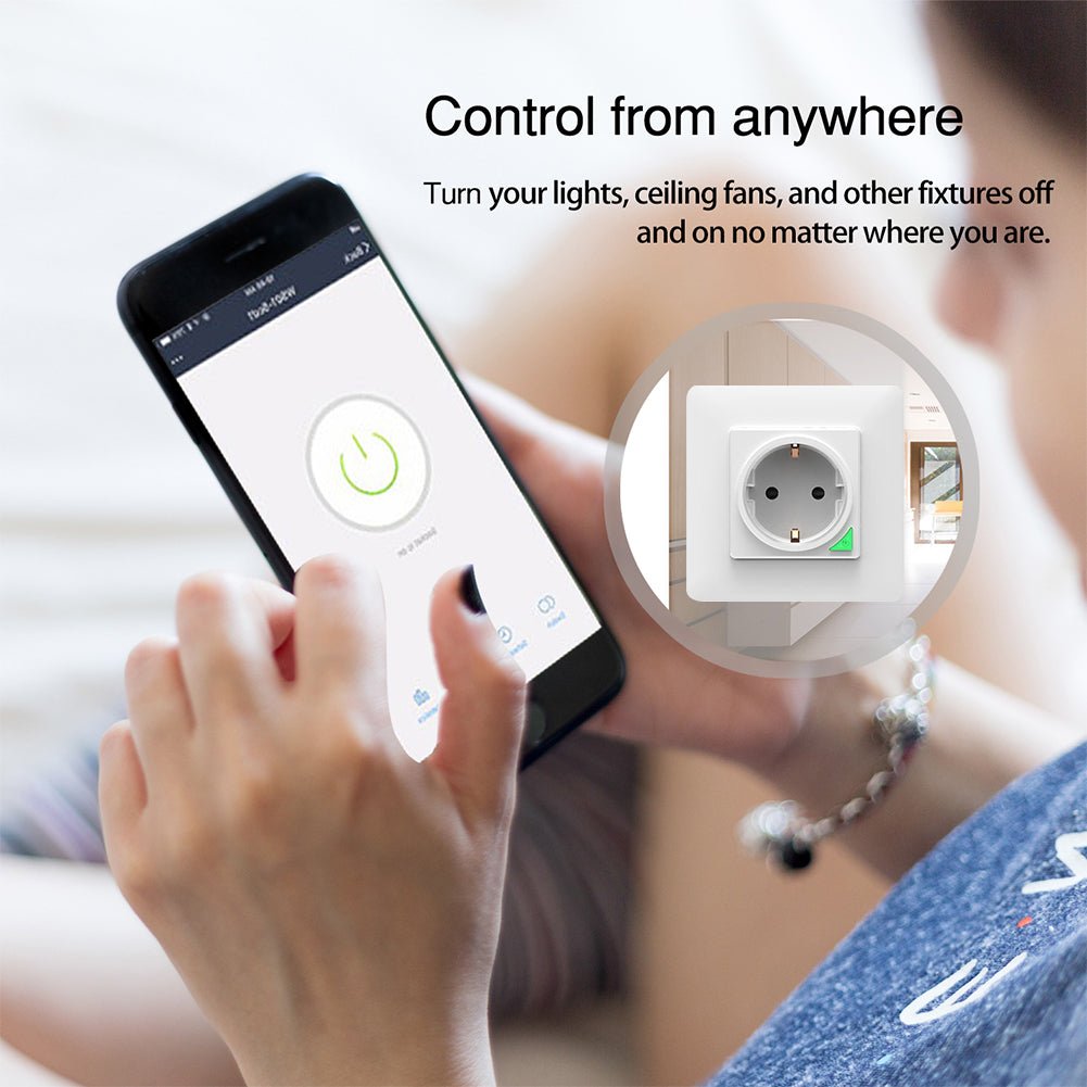WiFi Smart Light Wall Switch Socket Outlet Push Button EU Version、mySite、fannypackpong