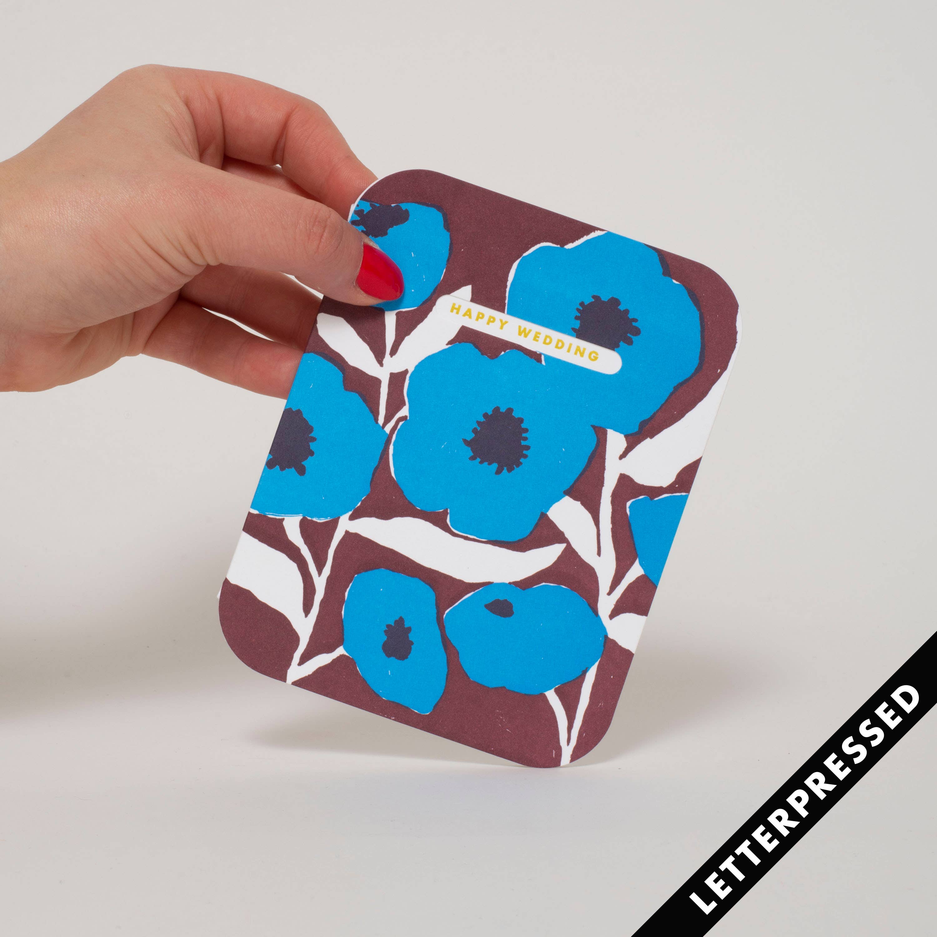 Egg Press- Wedding Congrats Blue Poppies Letterpress Greeting Card、mySite、garagedoors4me