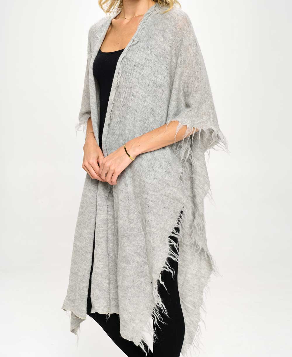 Hand Knit Alpaca Wool Wrap, Grey、mySite、topwebapps