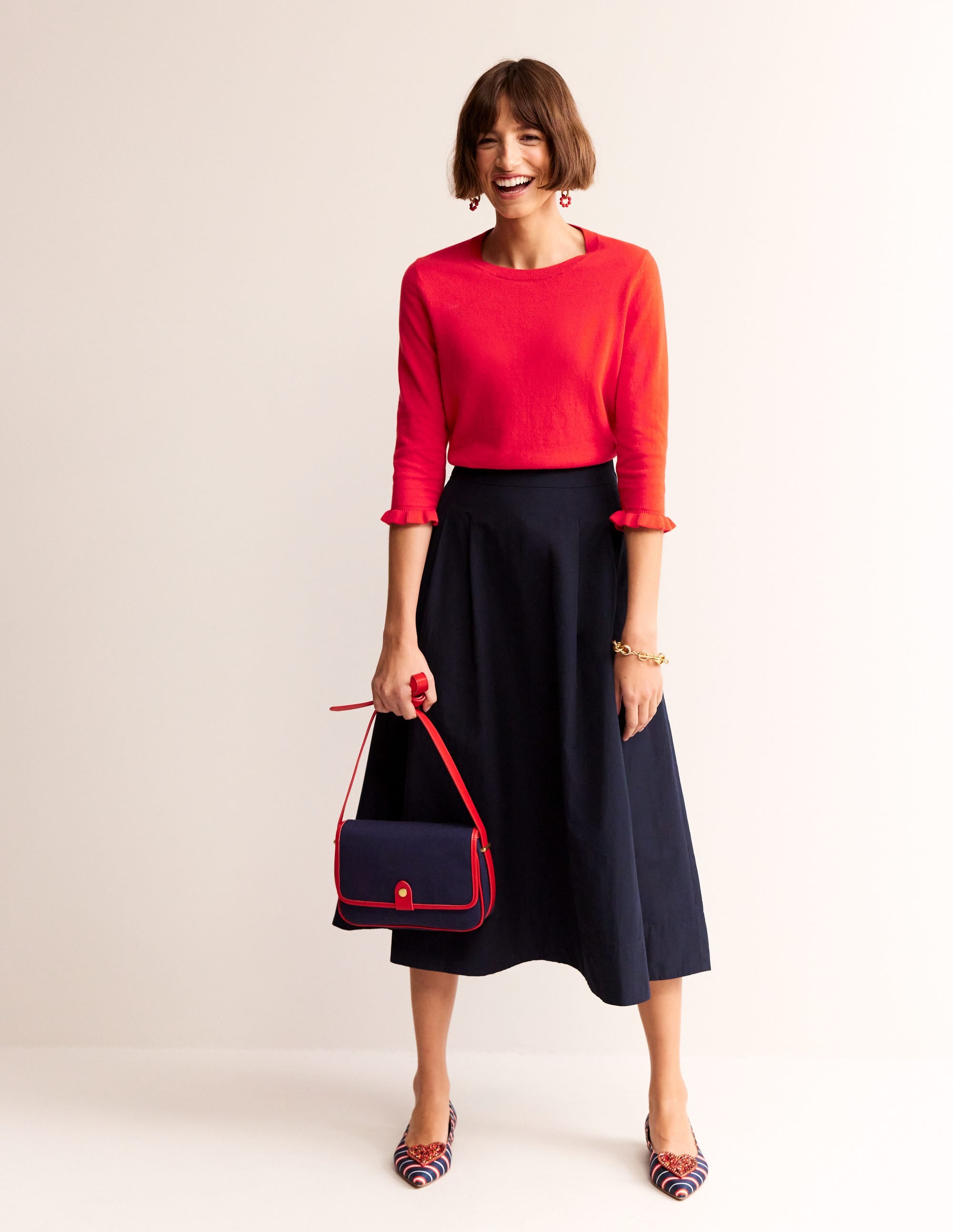  Cotton Merino Frill Jumper-Post Box Red、mySite、ashleygrahame