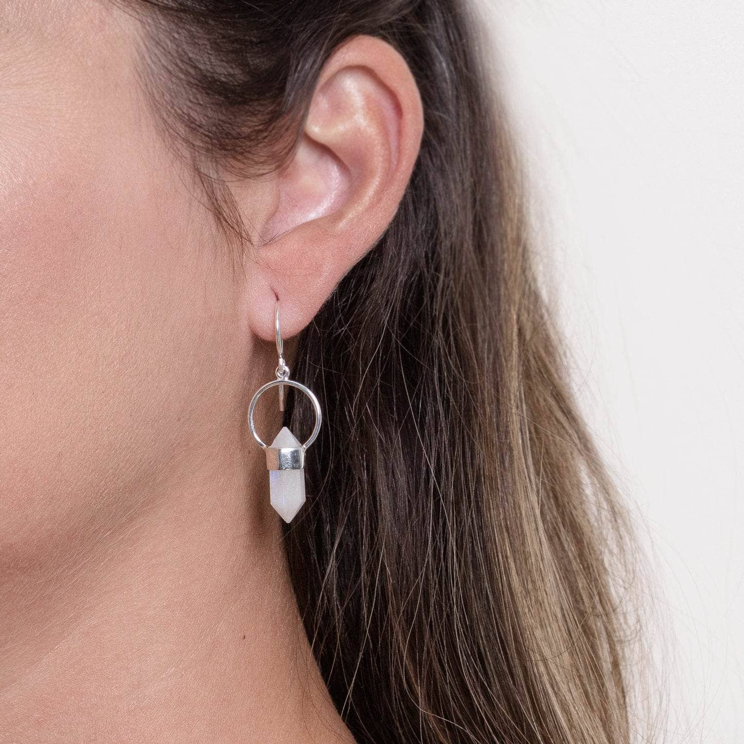 Rainbow Moonstone Crystal Point Earrings、mySite、hinf8tx79