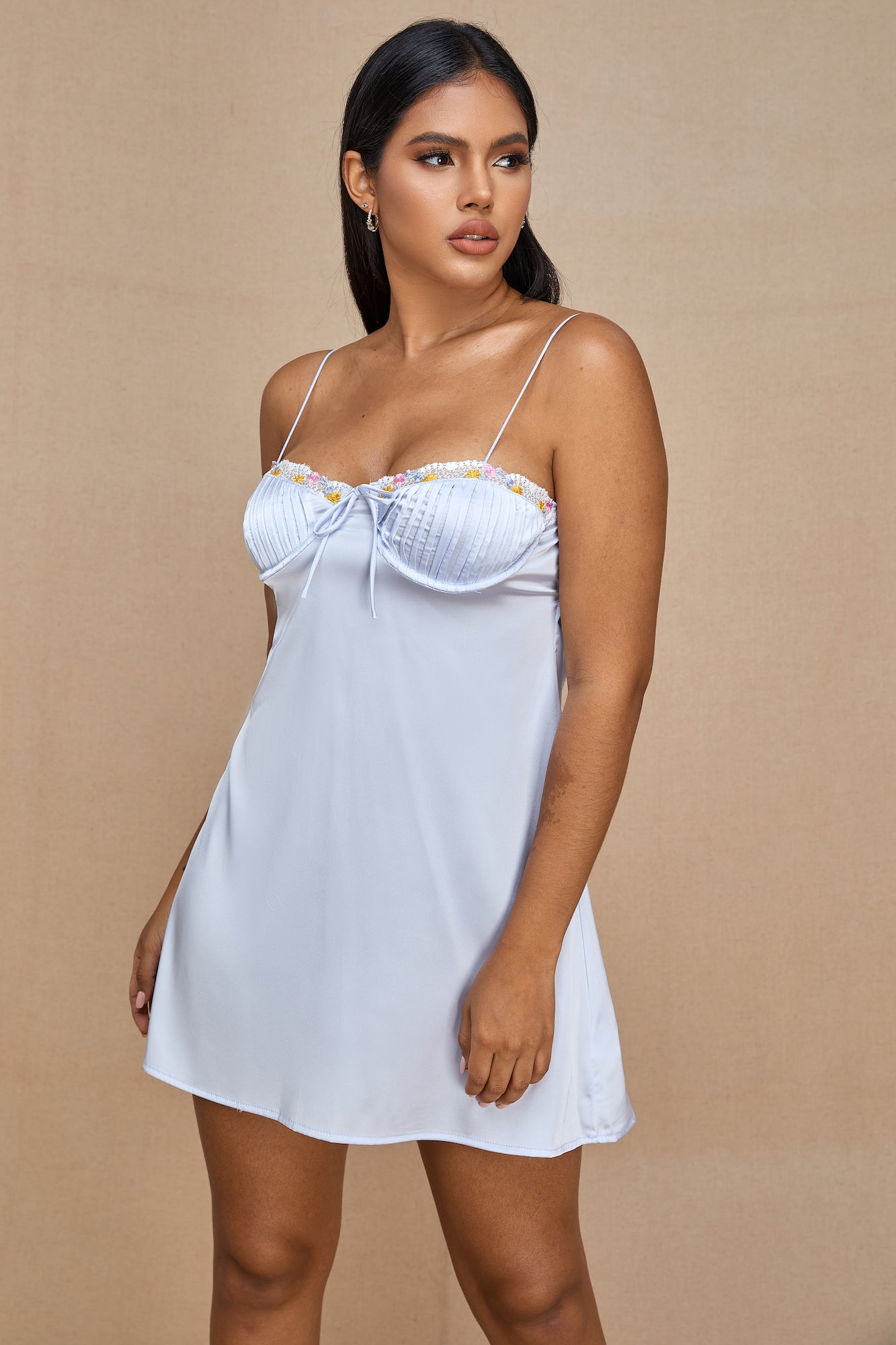 Moxy Short Satin Dress in Light Blue、mySite、bengalsvssteelers