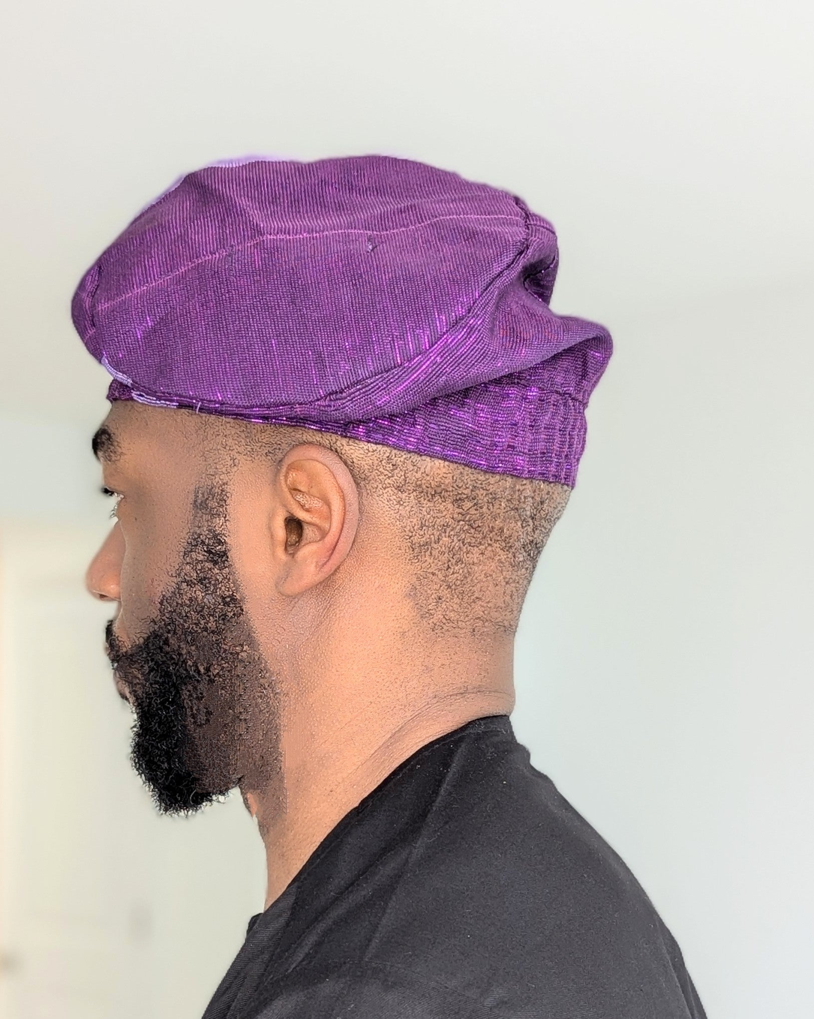 Dupsie's Two-Tone Purple Ireke and Lilac hand-woven Aso Oke Fila Cap hat DPAHPL25、mySite、solidvoid