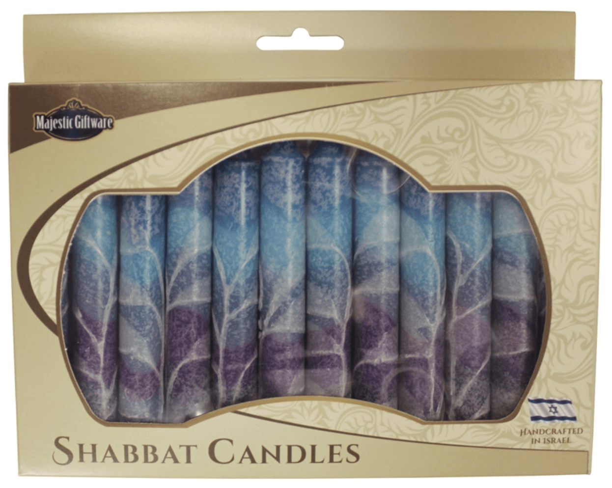 Israeli Hand Crafted Fantasy Blue Shabbat Candles | Set of 12、mySite、topwebapps