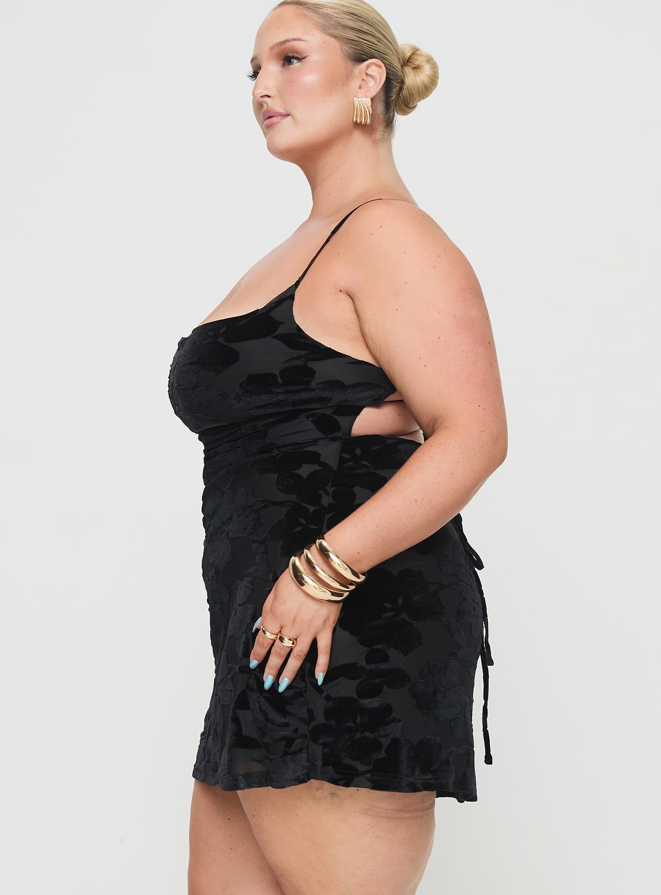 Celena Mini Dress Burn Out Black Curve、mySite、solidvoid