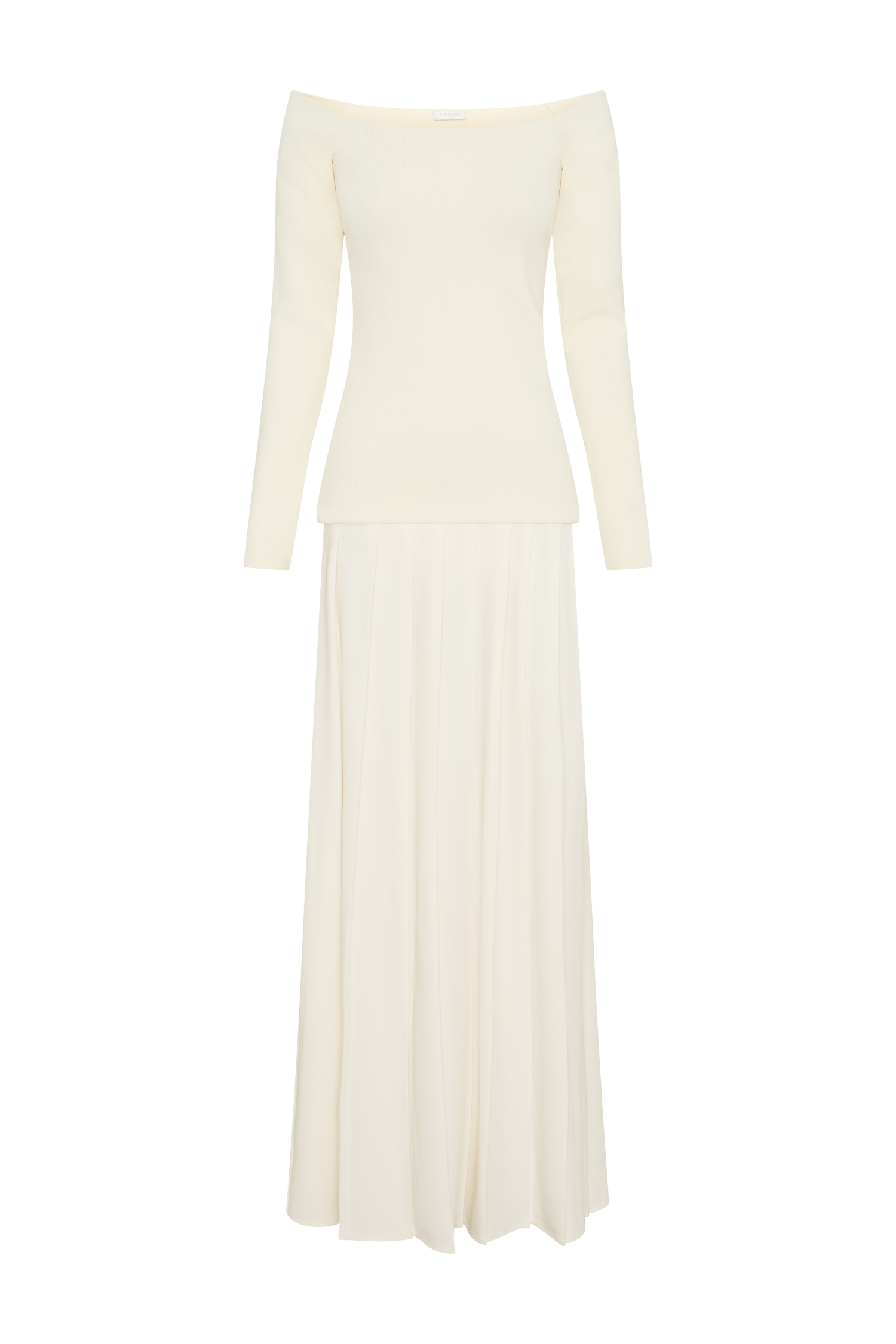 Presley Knit Off Shoulder Maxi Dress - Ivory、mySite、solidvoid