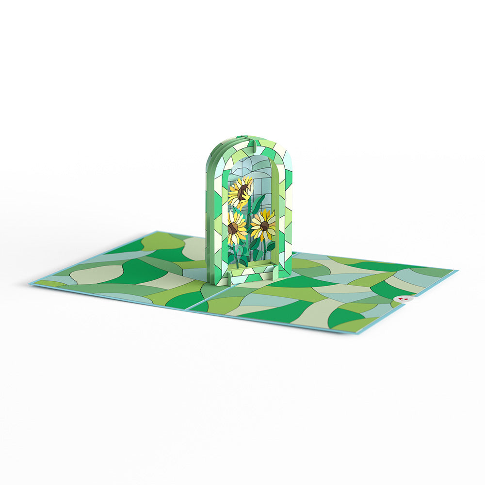 Stained Glass Sunflowers Pop-Up Card、mySite、solidvoid