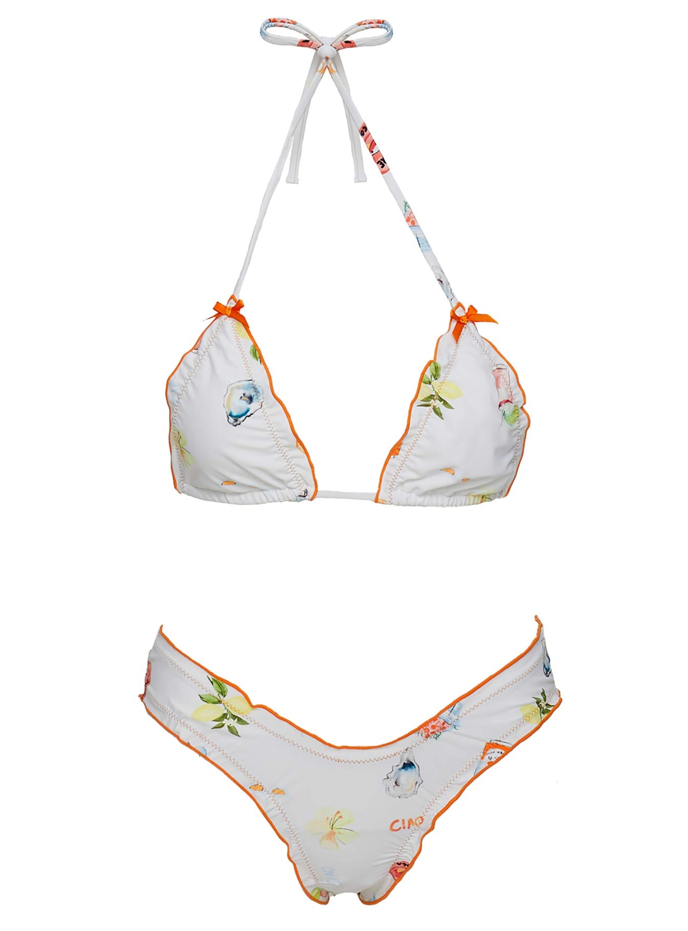 Kathrine Triangle Bikini Top White Multi、mySite、solidvoid