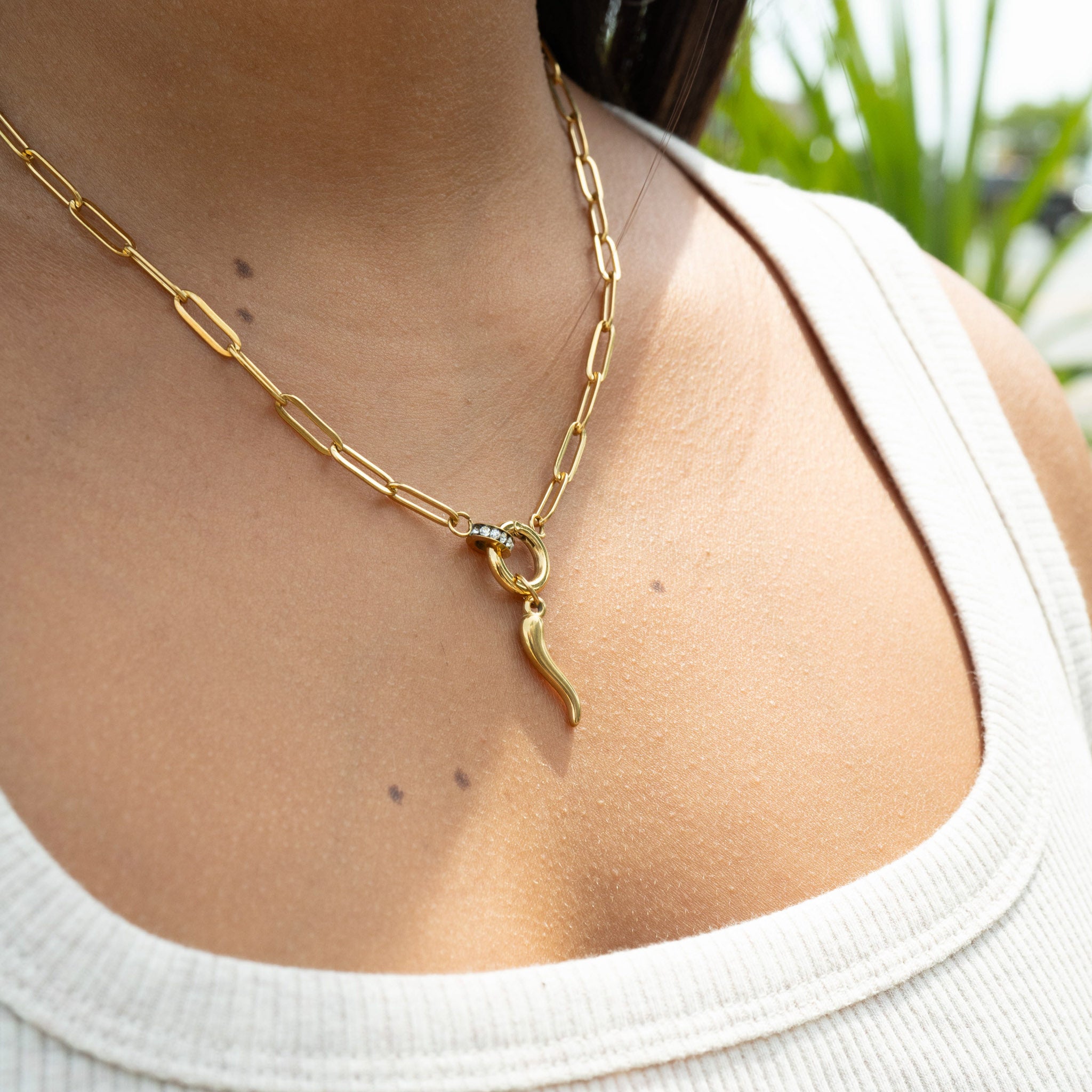 18K Gold PVD Stainless Steel Italian Horn Charm / PDL0104、mySite、dreamappss