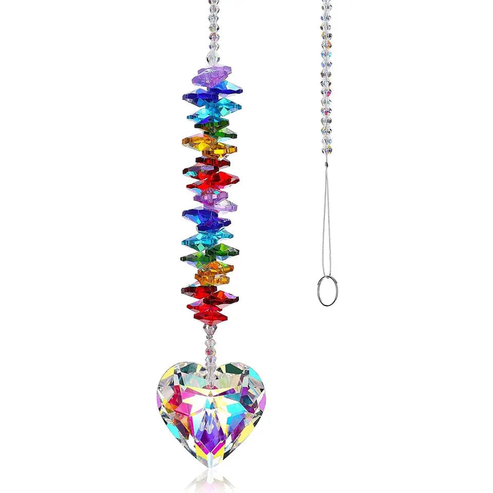Crystal Heart Suncatcher Two Colors Large Size Rainbow Maker、mySite、g9winljtr