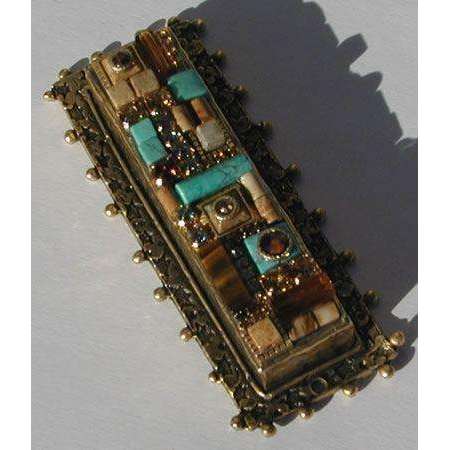 Michal Golan Tigers Eye, Topaz, Turquoise Mezuzah、mySite、topwebapps