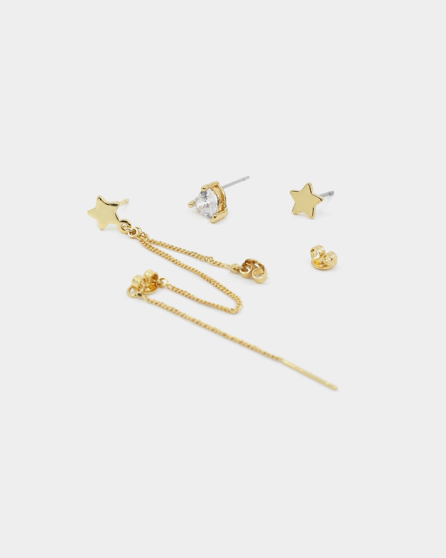 Raising Hell Women's Starry Heart Earrings Chain Iced Gold、mySite、zt4zffjzw