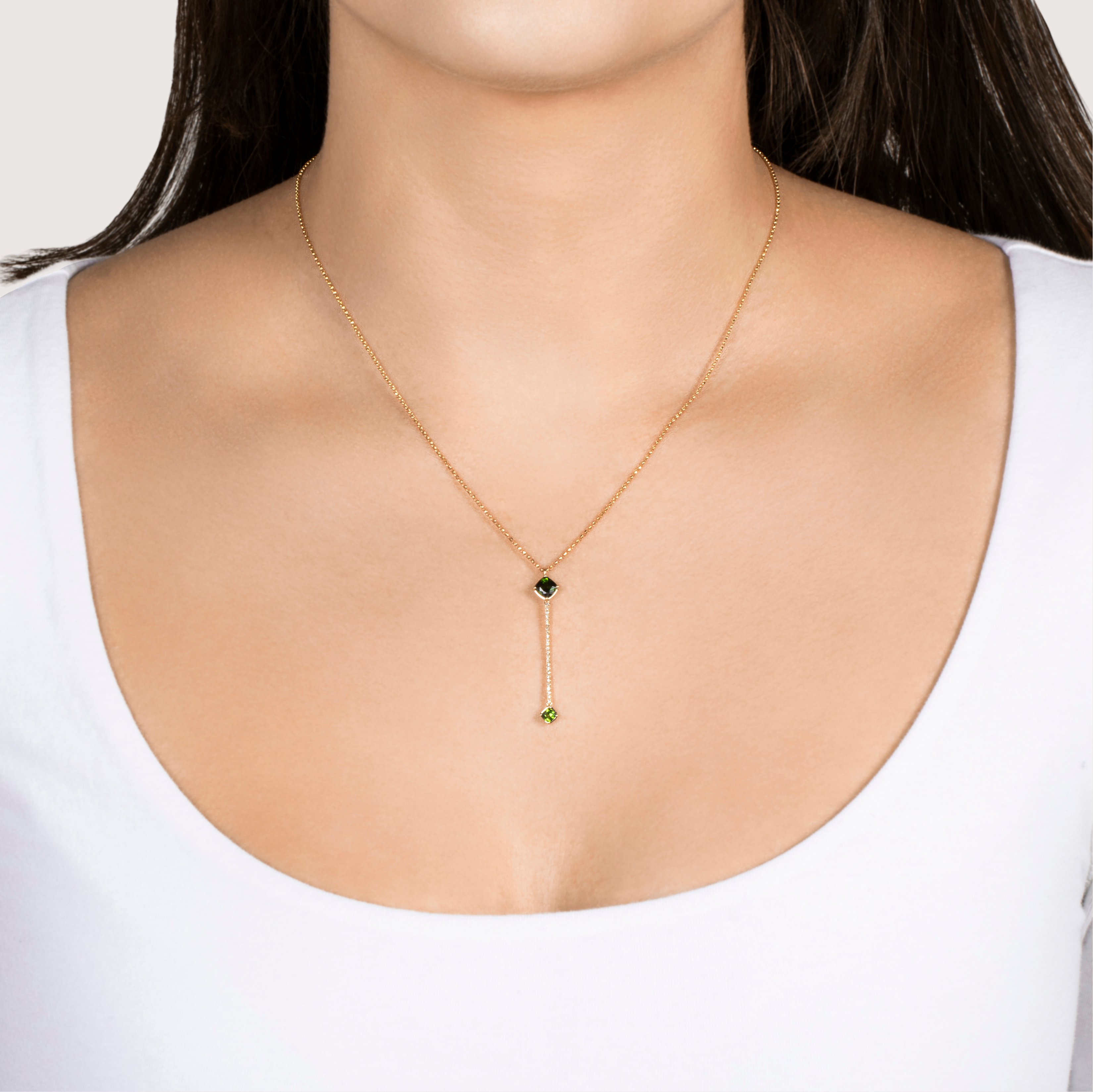 Estate 14k Yellow Gold Tourmaline Tsavorite Modernist Style Necklace 18、mySite、hinf8tx79