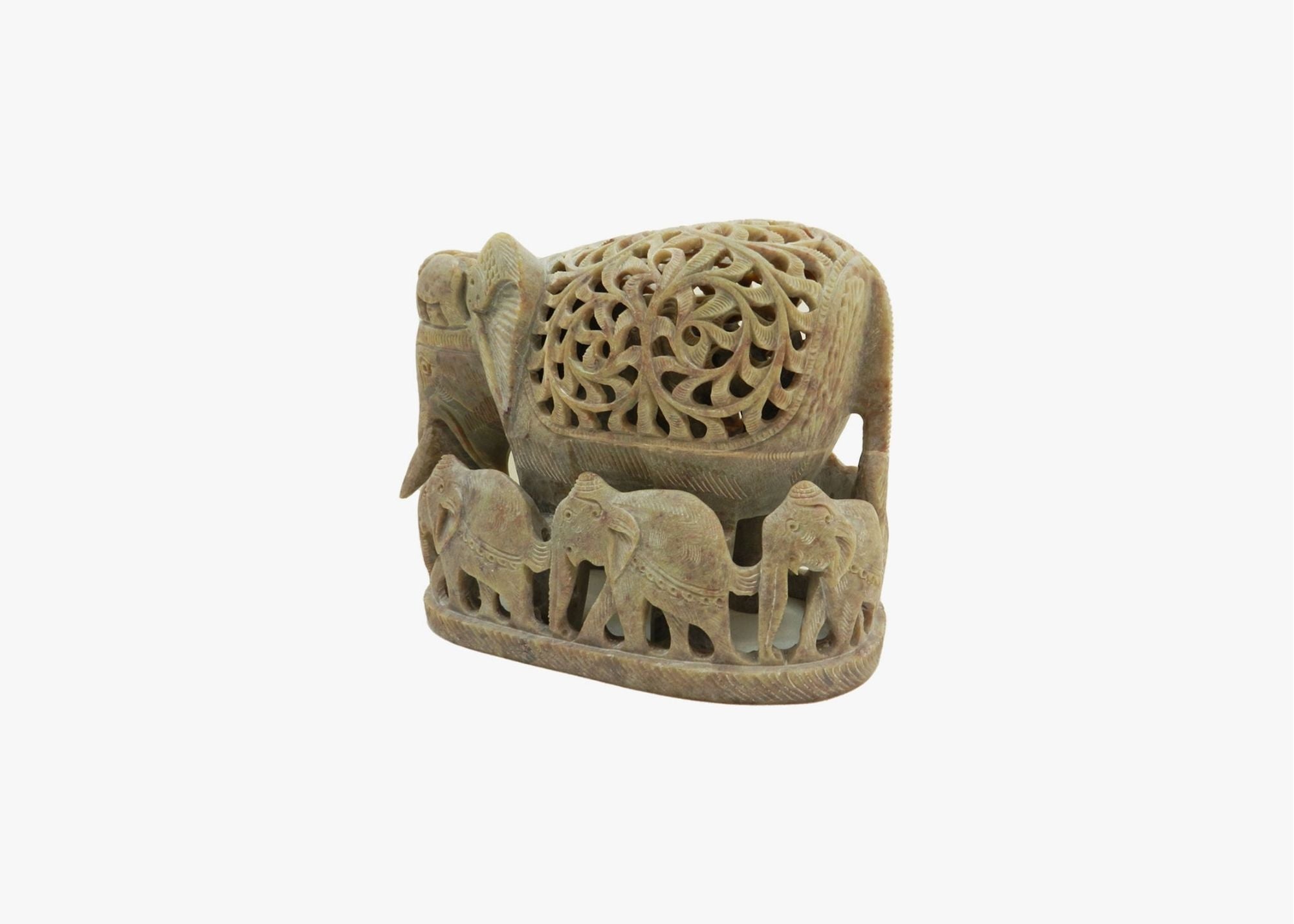 Elephant Mother with Children - Soft Stone (Small, 11.5cm)、mySite、topwebapps