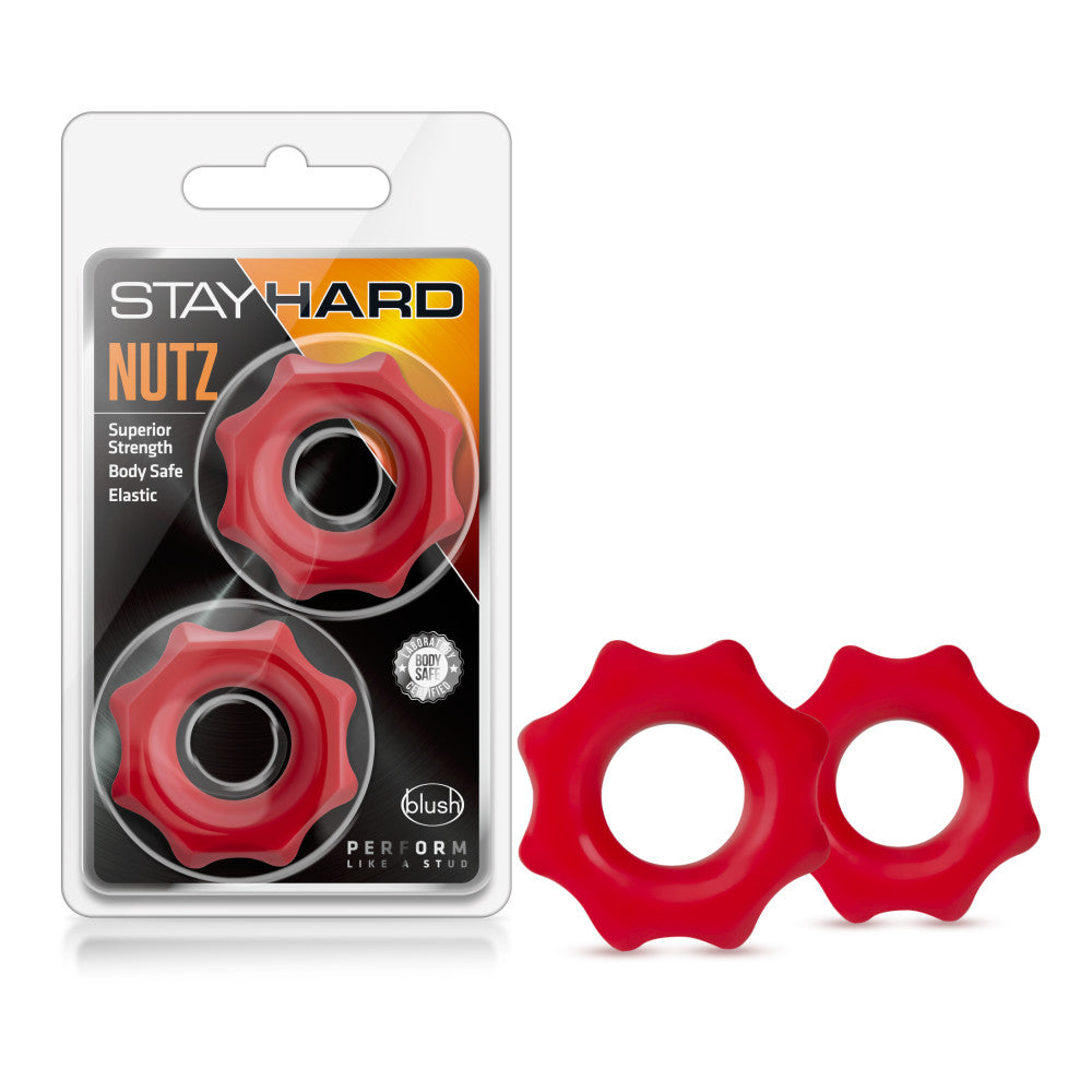 Stay Hard By Blush® | Nutz: Soft & Stretchy Red Penis Rings (2-Pack)、mySite、bottomscart