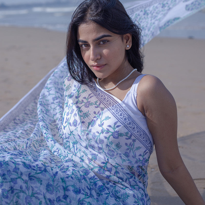 Kota Handblock Printed Saree | Blue、mySite、camillekostekn
