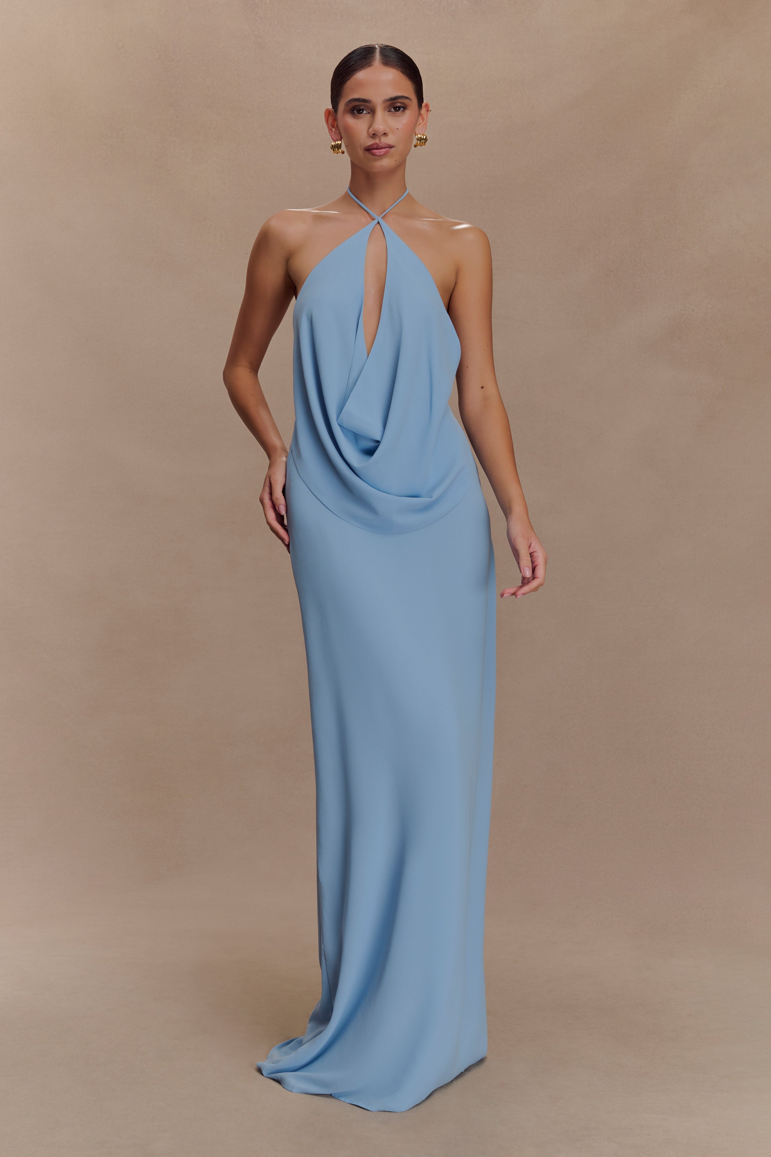 Katalina Chiffon Maxi Skirt - Sky Blue、mySite、solidvoid