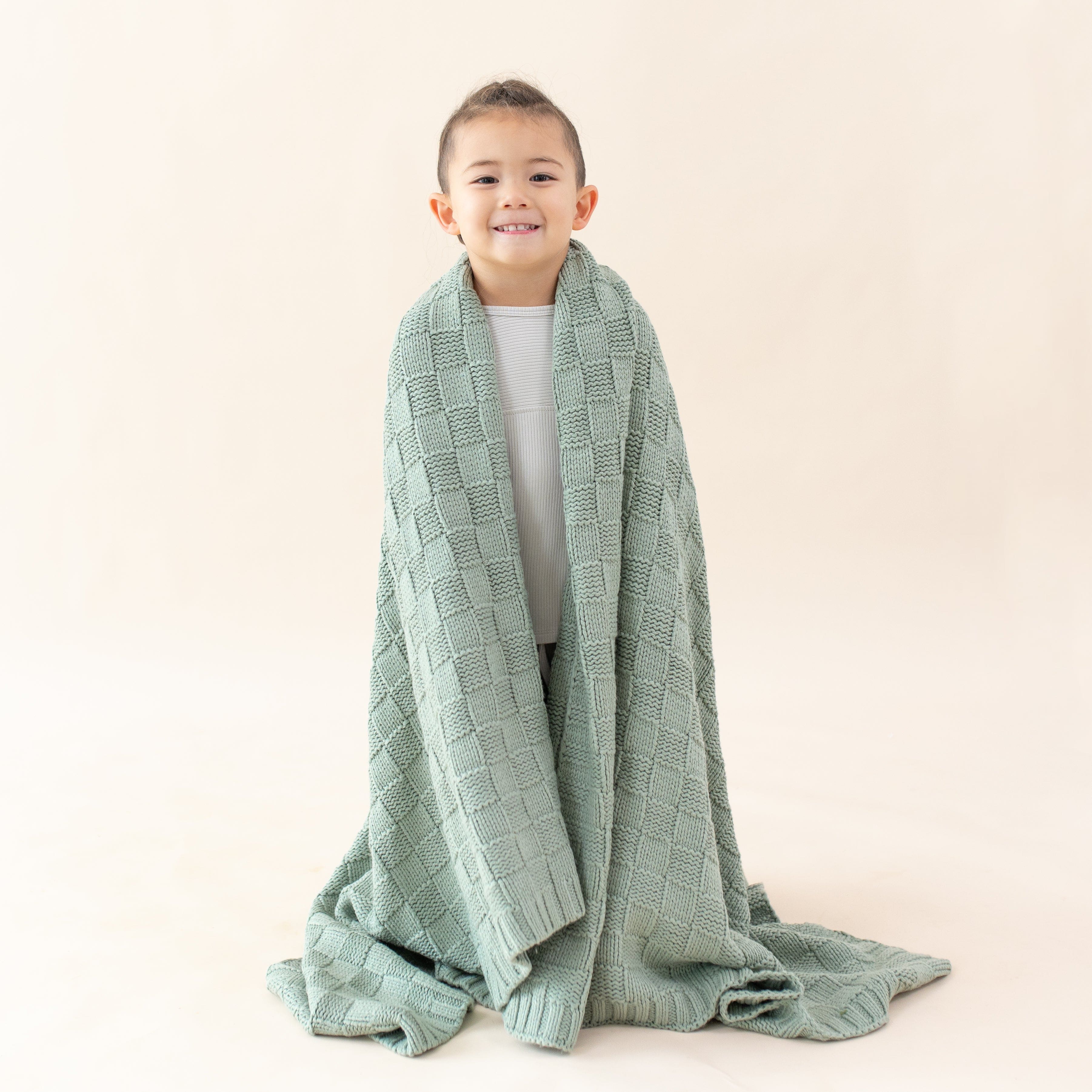  Chunky Knit Basket Weave Toddler Blanket in Thyme、mySite、layawaytickets