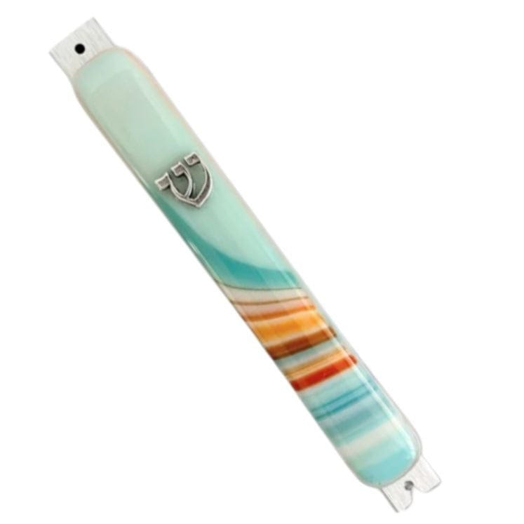 Fused Glass Mezuzah Case - Turquoise and Orange、mySite、topwebapps