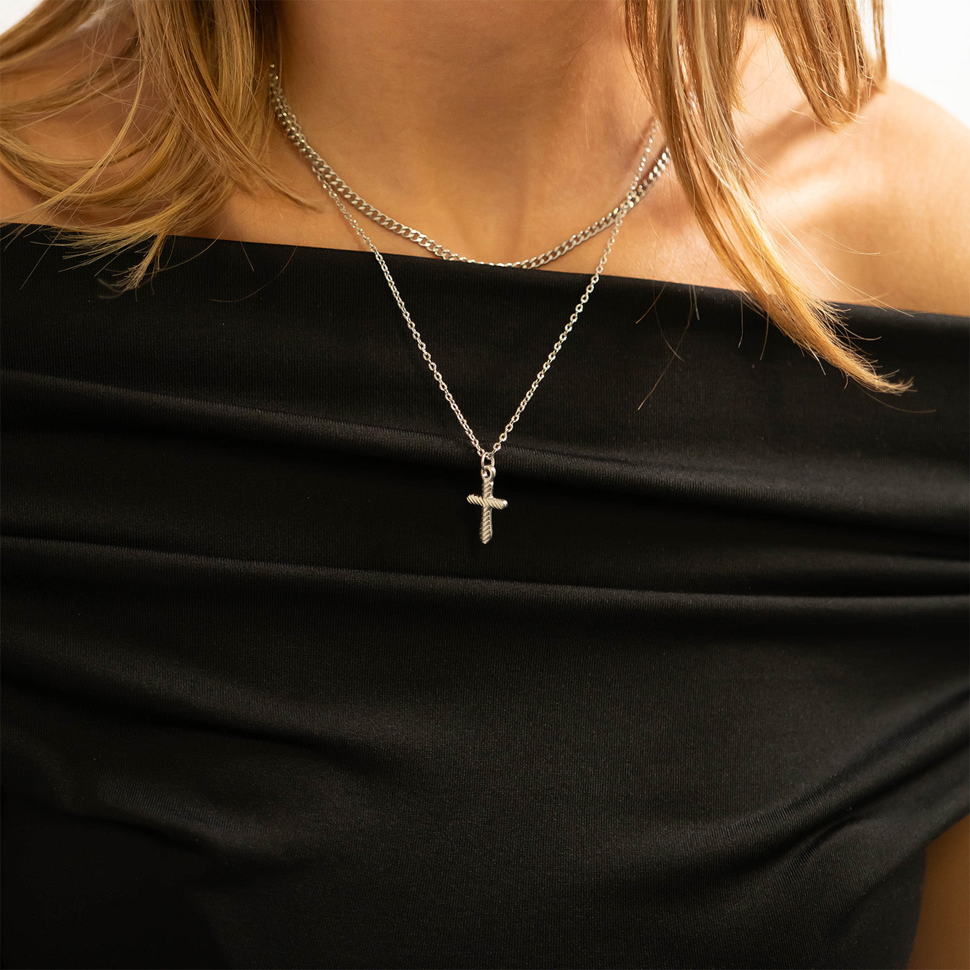 18K Gold PVD Stainless Steel Textured Cross Charm / PDL0114、mySite、dreamappss