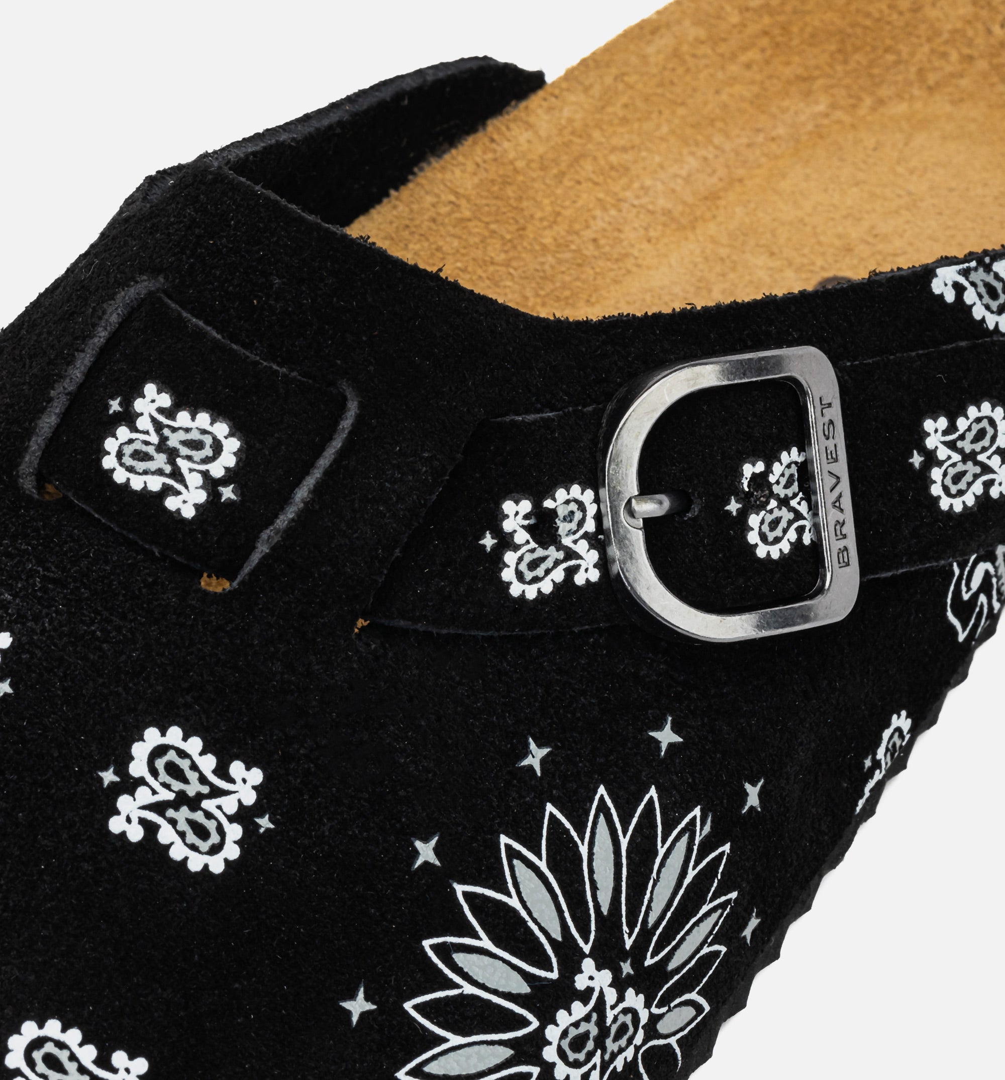 Two Tone Paisley Clog Mens Sandal - Black/White、mySite、dreamappss