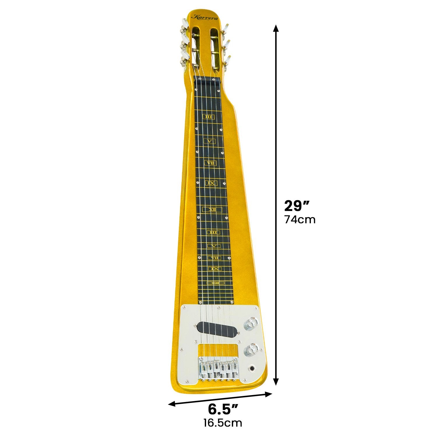 Karrera 29in 6-String Lap Steel Hawaiian Guitar (Metallic Gold)、mySite、camillekostekn