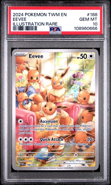 Eevee #188 Illustration Rare PSA 10 Pokemon Twilight Masquerade 2024、mySite、waistdrama