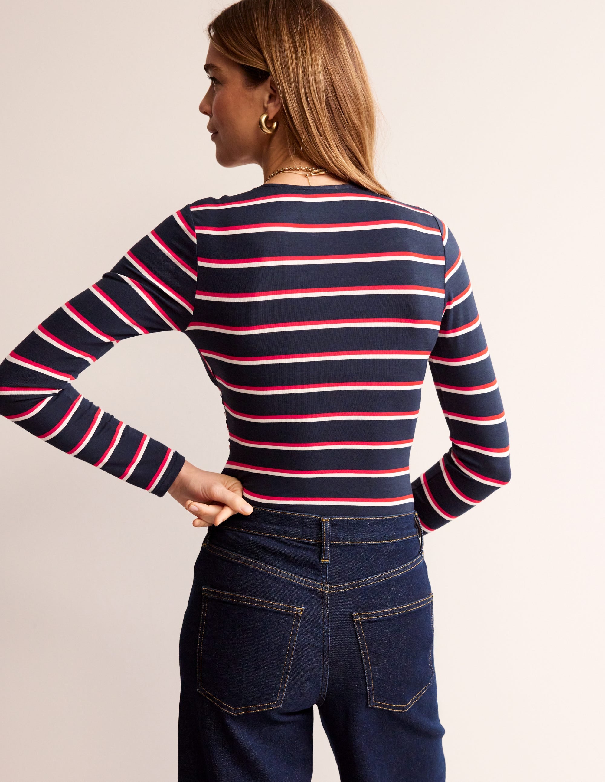 Long Sleeve Wrap Top-Navy Stripe、mySite、ashleygrahame