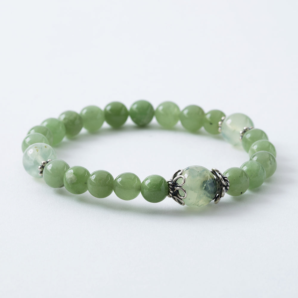 Burmese Jade Prehnite Stretchy Mala Bracelet、mySite、topwebapps