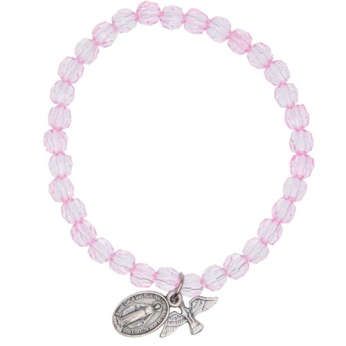  Elastic Plastic Crystal Like Beads Bracelet with Miraculous Medal and Dove (5mm Beads)、mySite、elrpsem3k