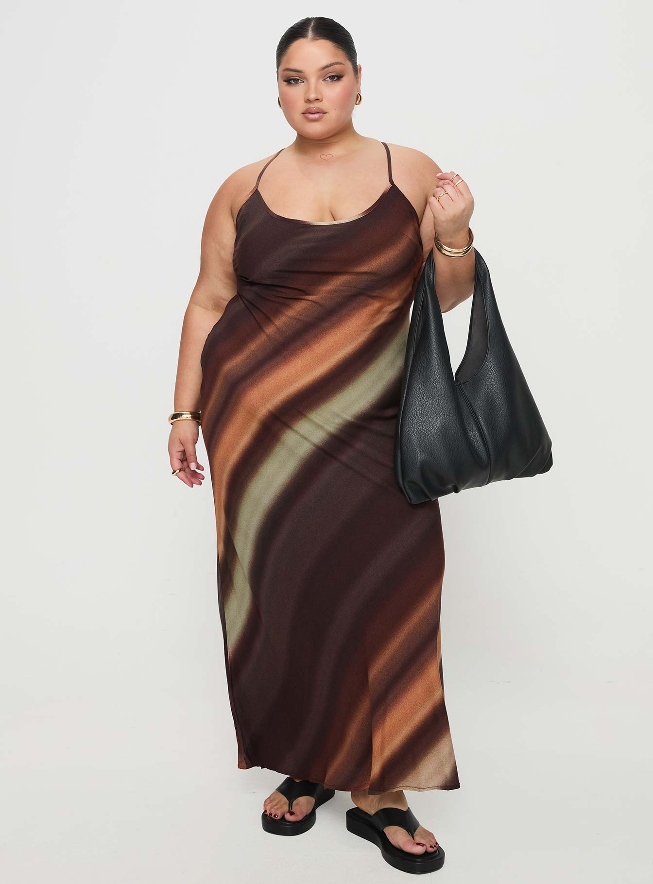 Otillie Maxi Dress Brown Multi Curve、mySite、solidvoid