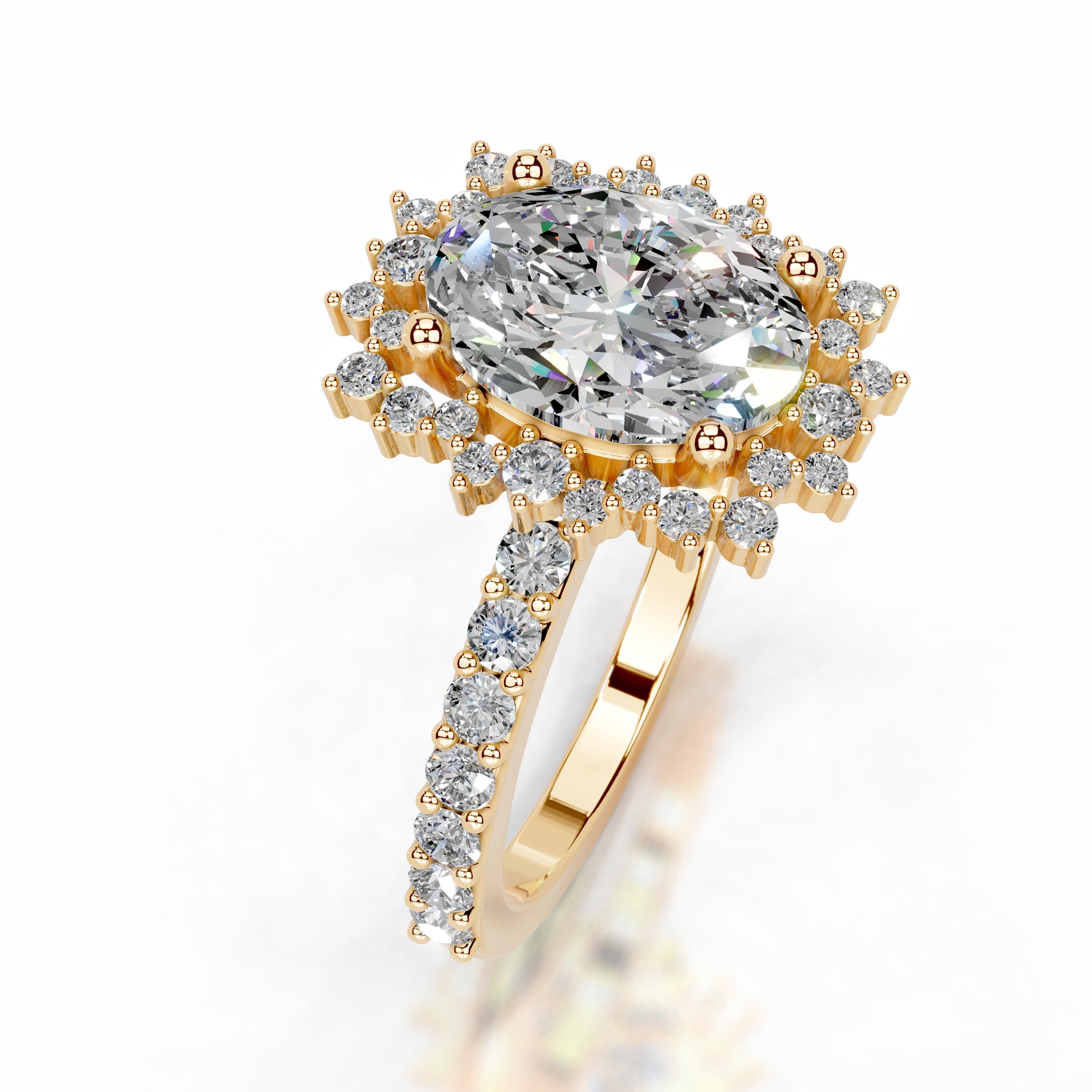 Gertrud Moissanite & Diamond Ring - 18K Yellow Gold、mySite、hinf8tx79