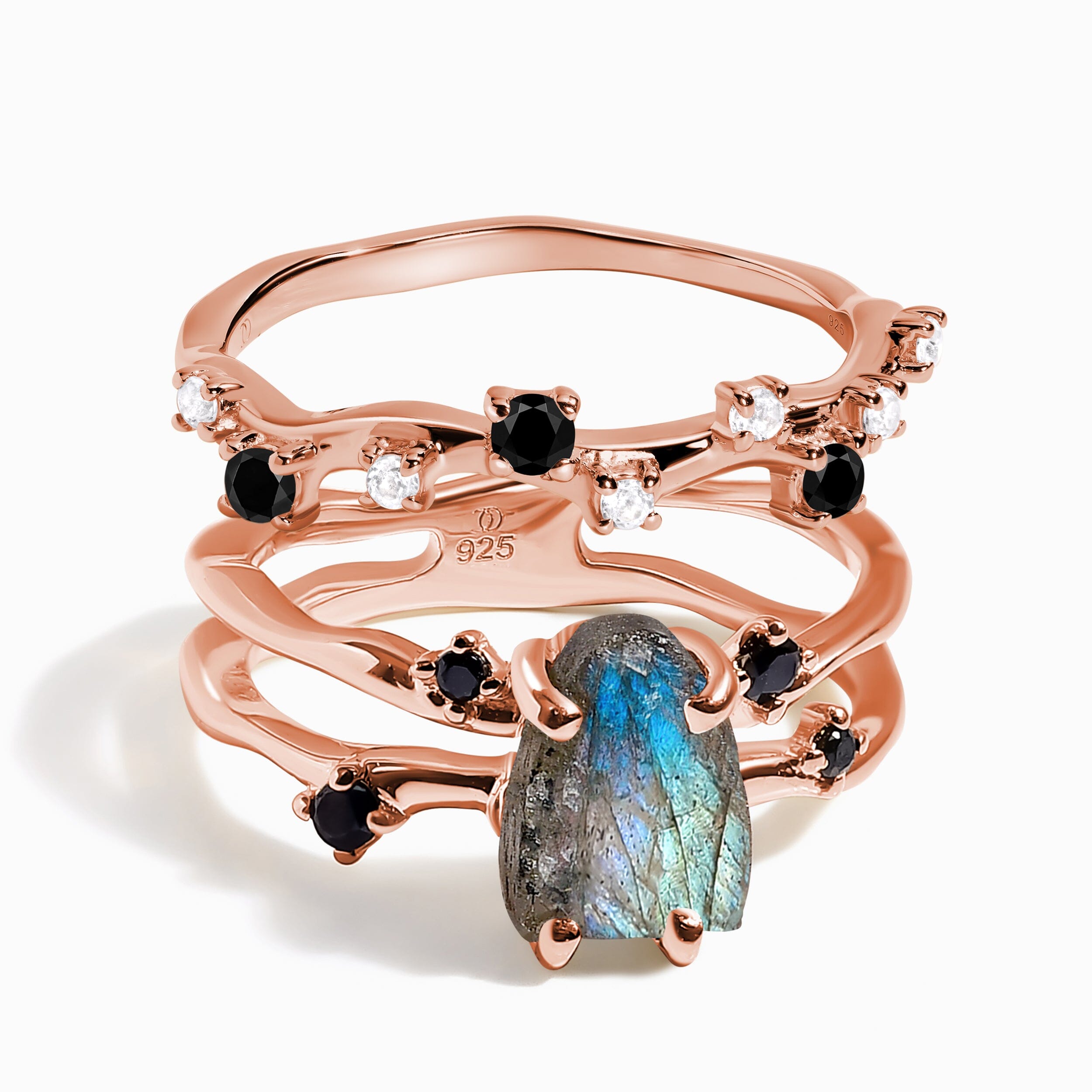 Labradorite Flow Ring & Black Onyx Stardust Band、mySite、hinf8tx79