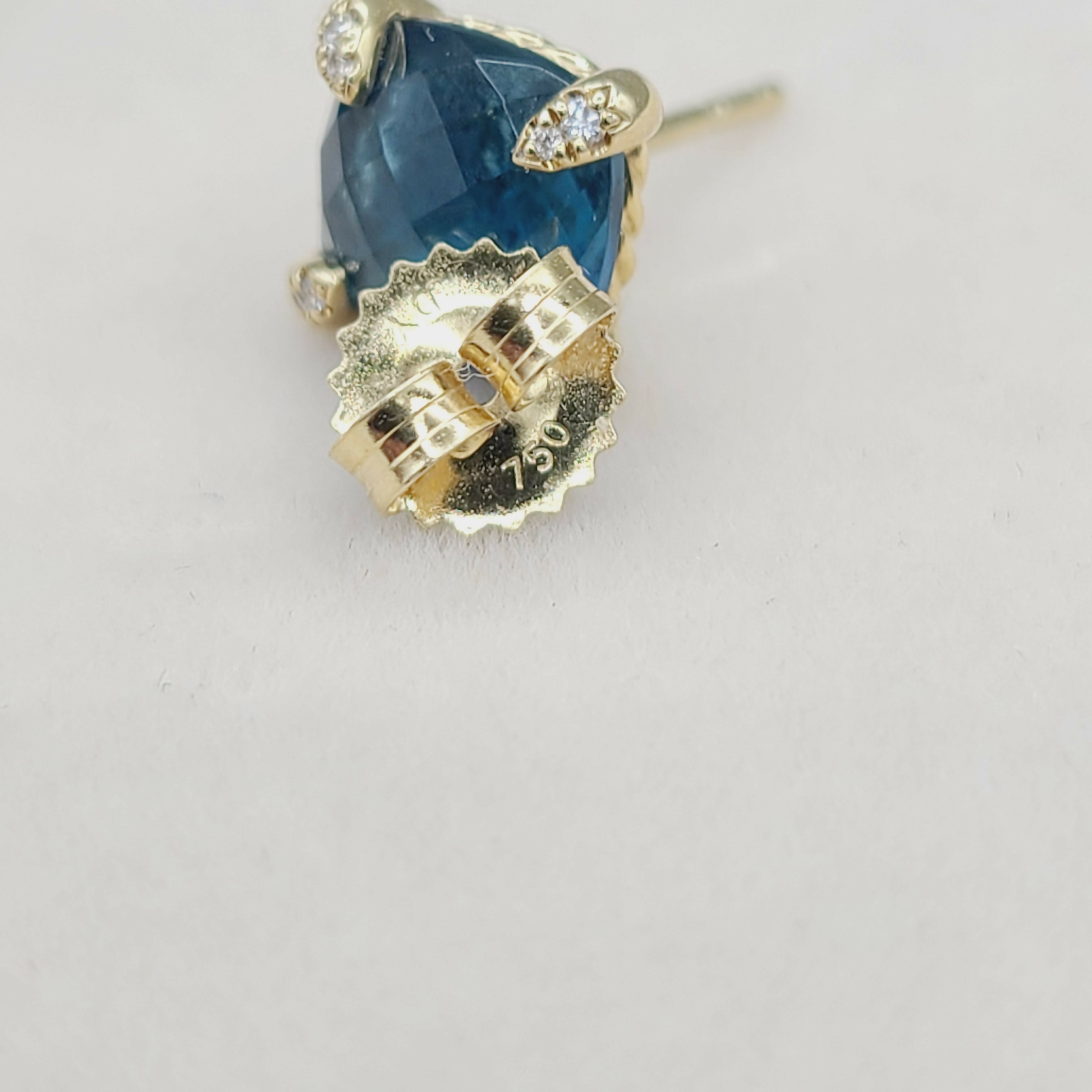 David Yurman Chatelaine Earrings Blue Topaz & Gold、mySite、hinf8tx79