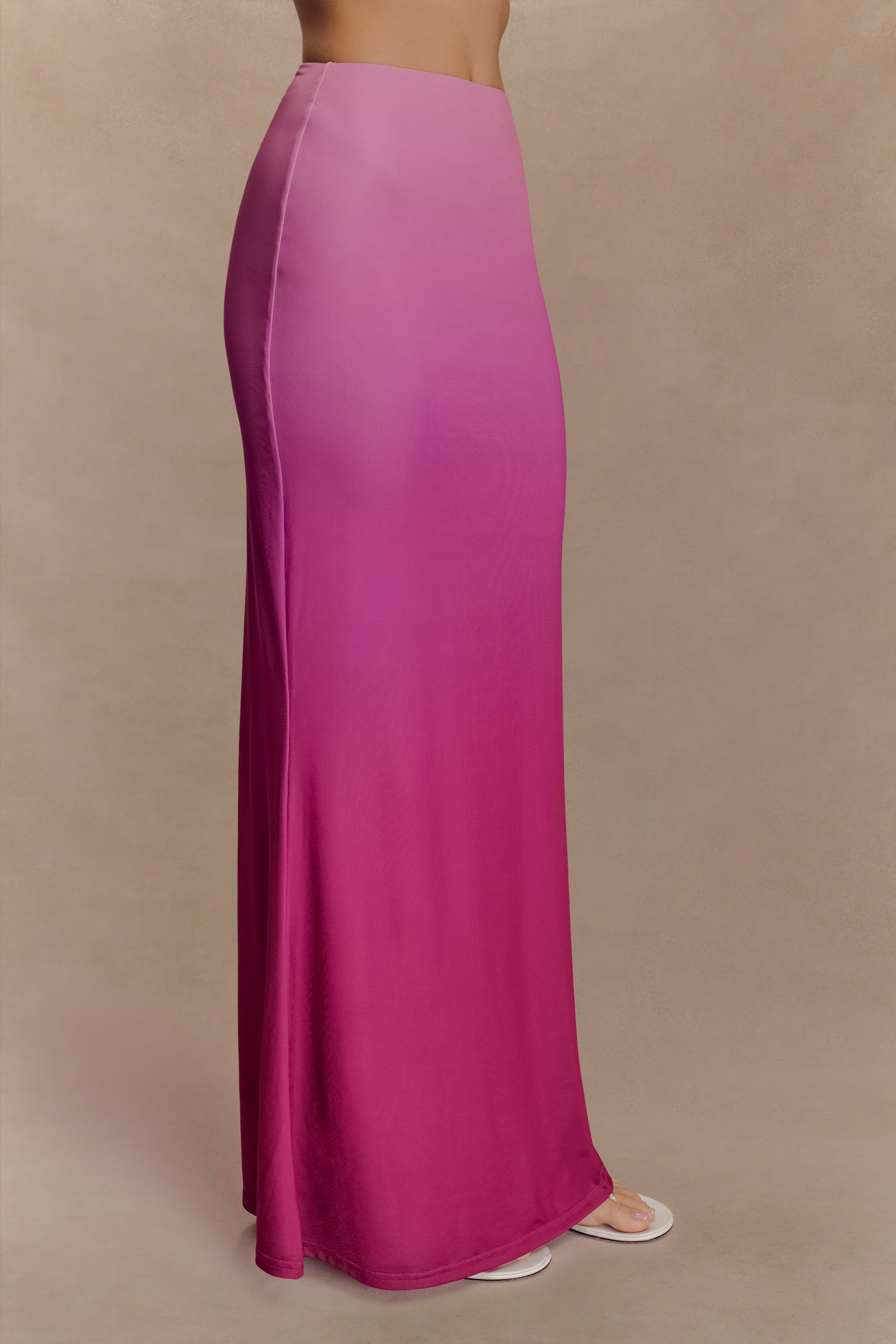 Bruna Slinky Fishtail Maxi Skirt - Ombre Pink、mySite、solidvoid