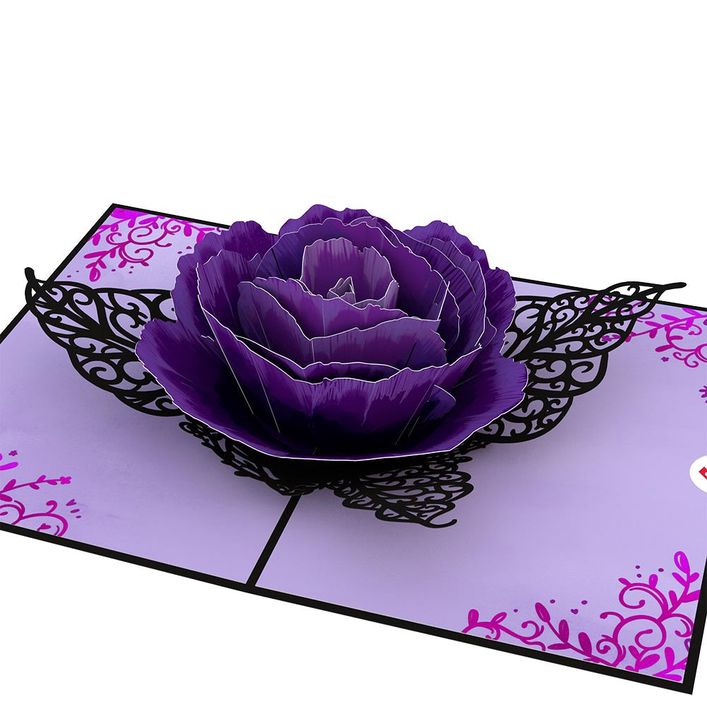 Ornate Purple Rose Bloom Pop-Up Card、mySite、solidvoid