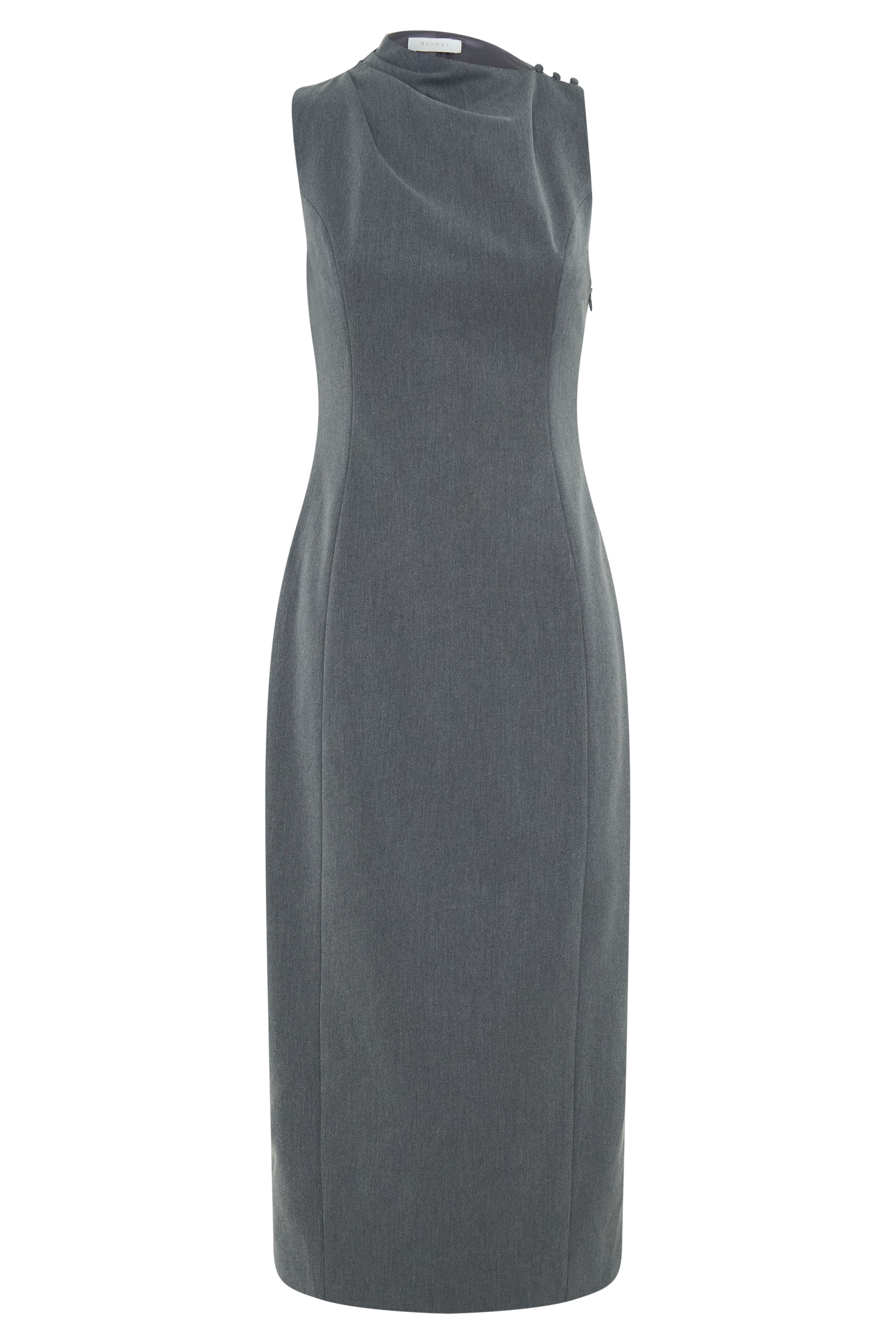 Taylor Draped Crepe Midi Dress - Charcoal Marle、mySite、solidvoid