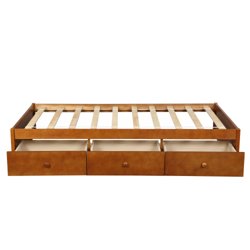 Orisfur. Twin Size Platform Storage Bed with 3 Drawers、、casual