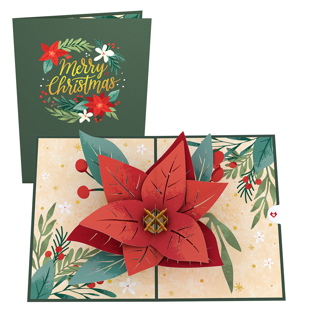 Christmas Poinsettia Bloom Pop-Up Card、mySite、solidvoid
