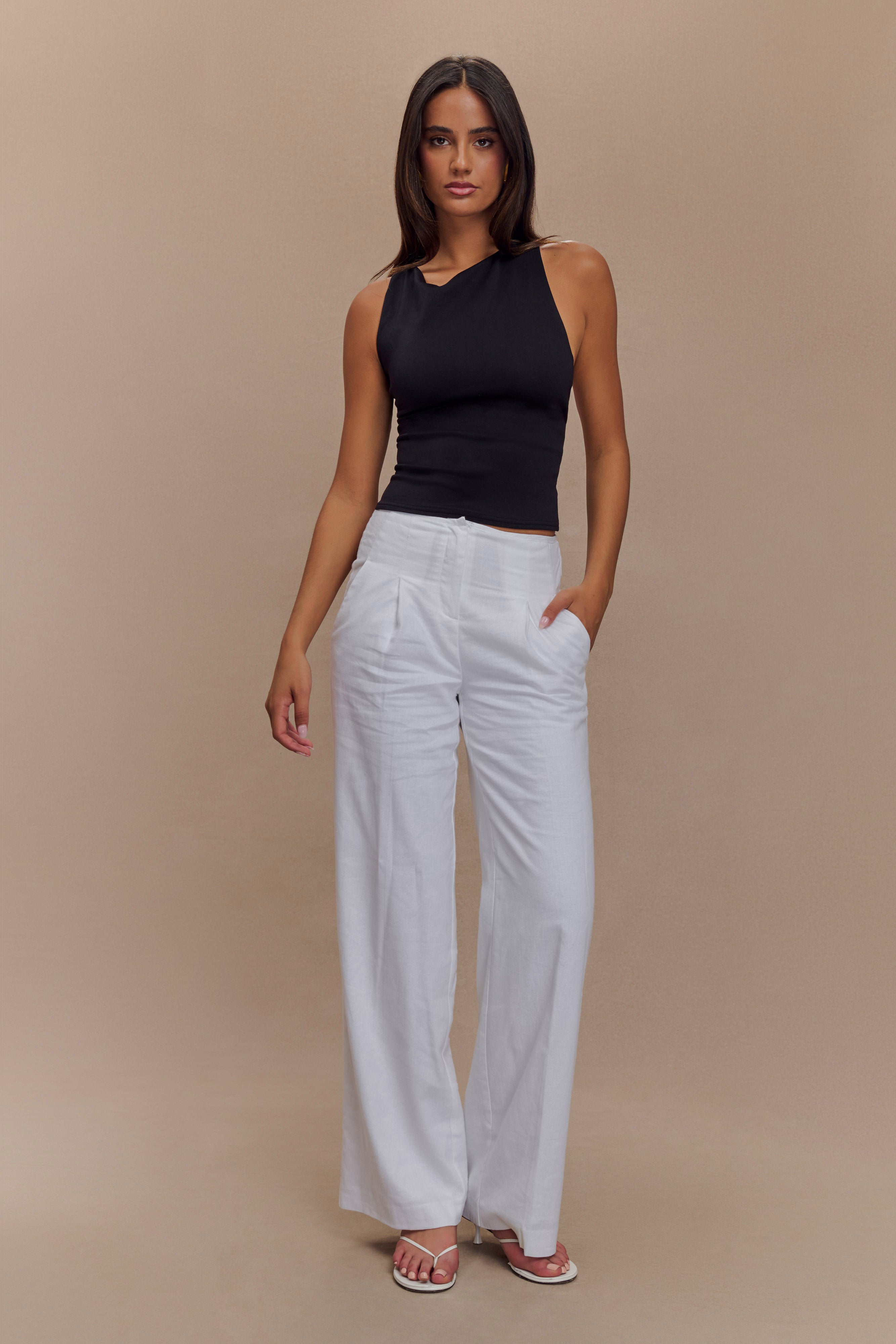 Catelyn Asymmetrical Scuba Jersey Top - Black、mySite、solidvoid