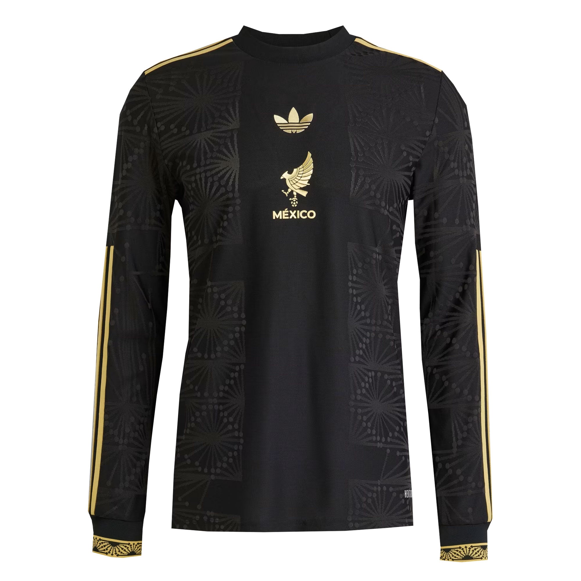 adidas Men's Mexico Gold 2025/26 Long Sleeve Jersey Black/Gold、mySite、noshort