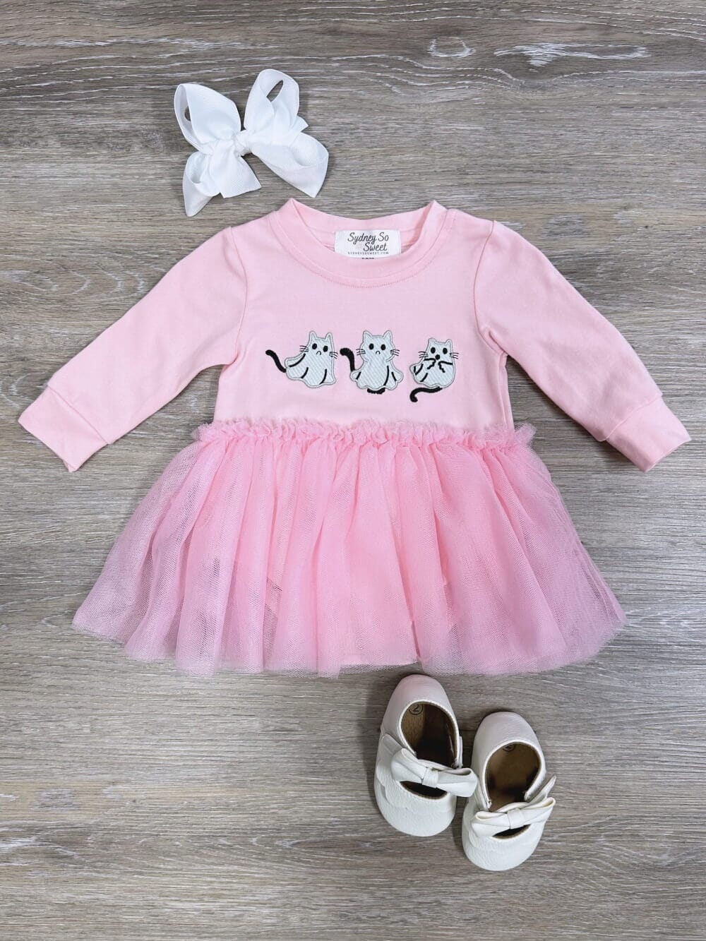 Cat Ghosts Pink Long Sleeve Girls Baby Tutu Romper、mySite、camillekostekn