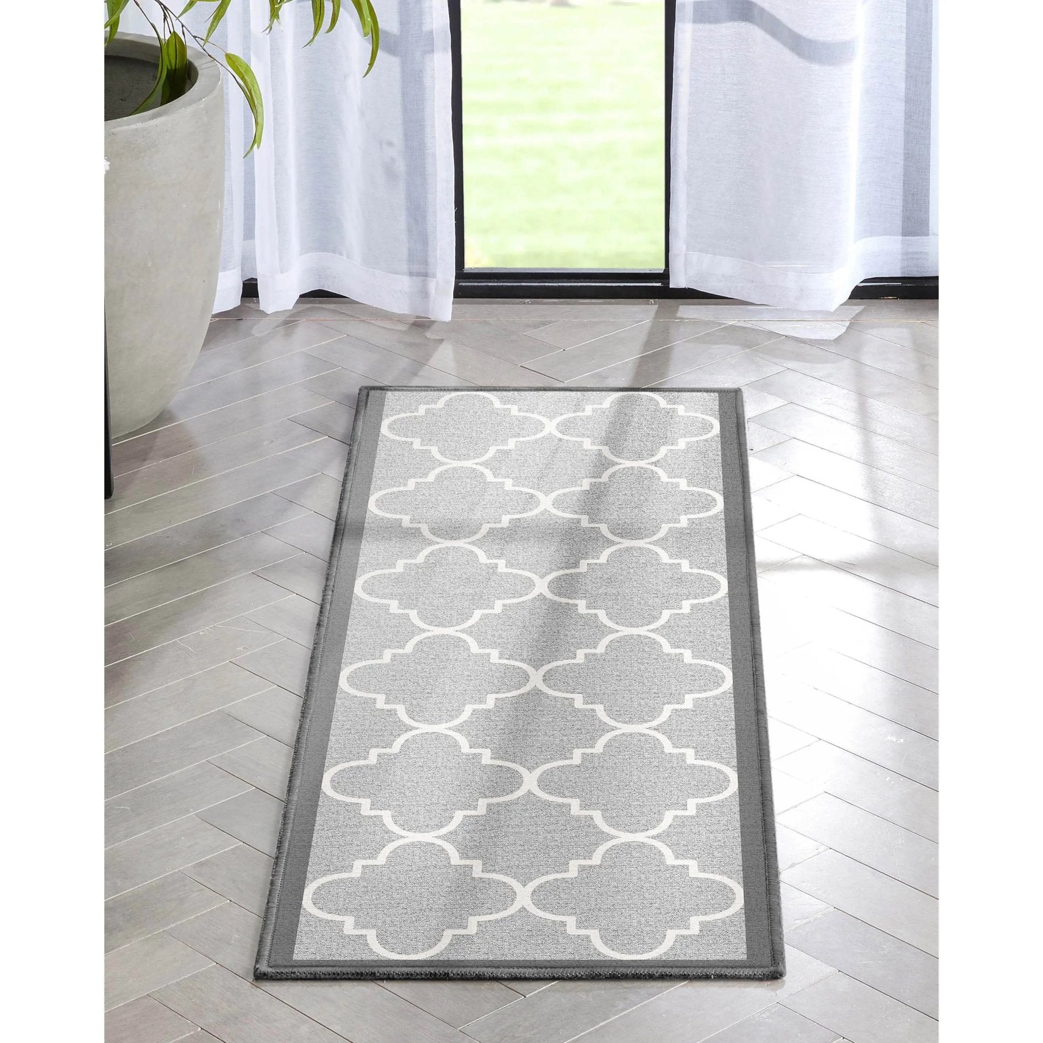 Brooklyn Trellis Grey Modern Flat-Weave Cotton Backing Rug、mySite、gigharbornorthrealestate