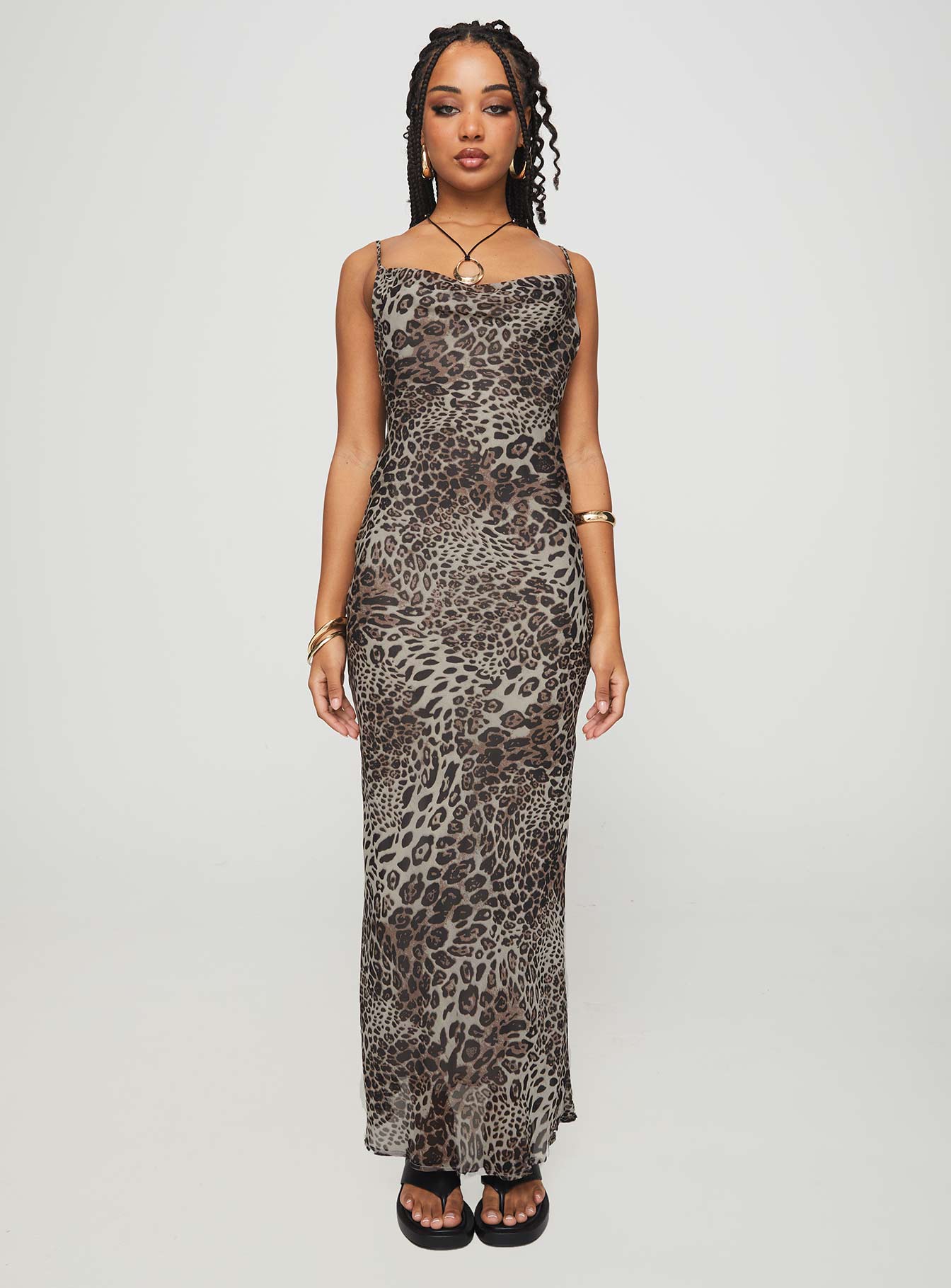 Declynn Bias Cut Maxi Dress Leopard、mySite、solidvoid