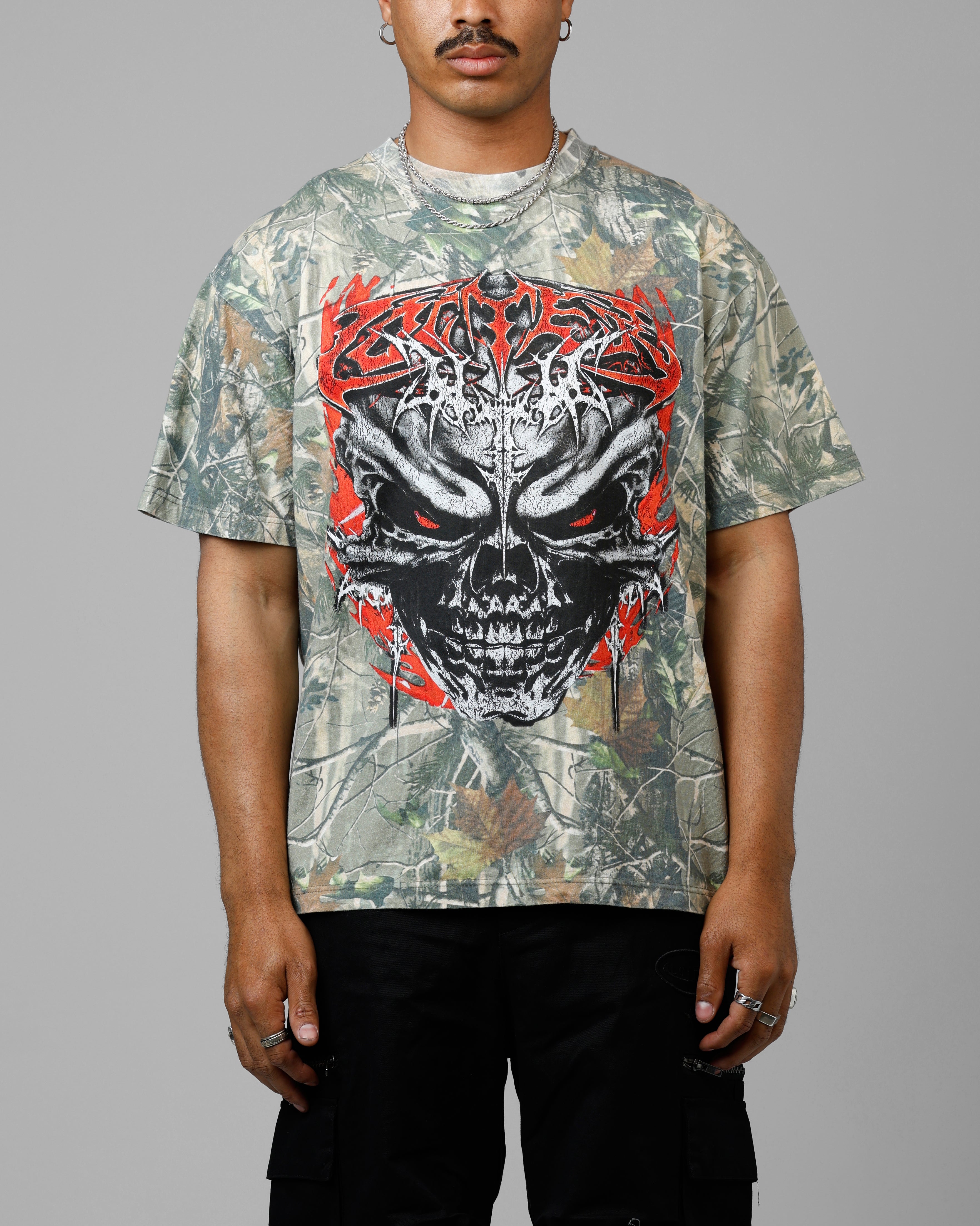 Loiter Tribal Skull Camo T-Shirt Real Tree Camo、mySite、zt4zffjzw