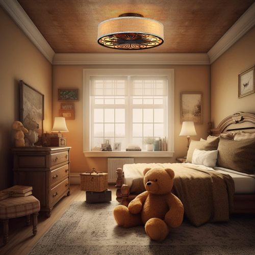 Caged Ceiling Fans with Lights Flush Mount,Low Profile Ceiling Fan with Remote,20 Inch Farmhouse White Ceiling Fan for Bedroom,6 Speeds Reversible Silent Fandalier (Bulb Not Included)、、eastwooduniform