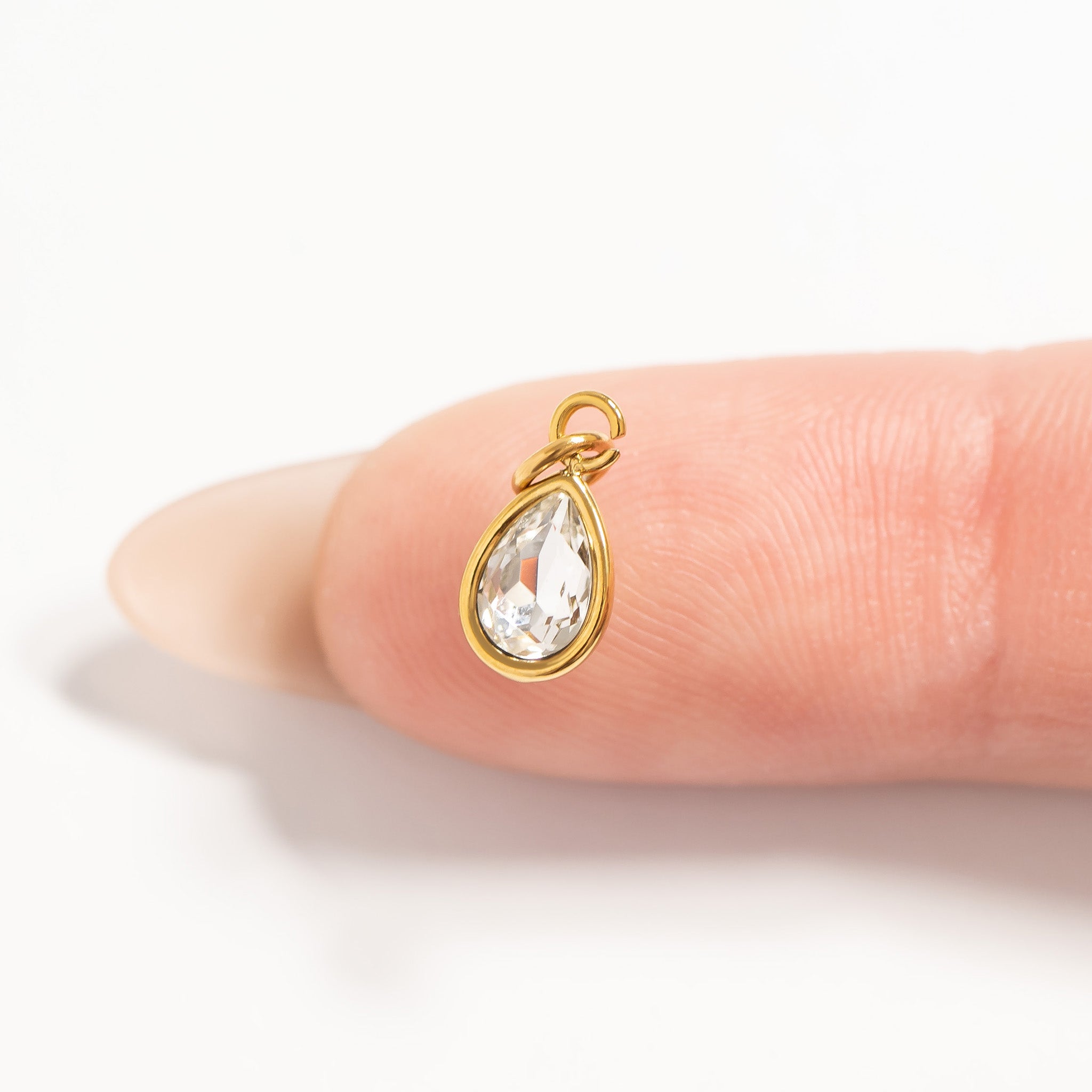 18K Gold PVD Teardrop Birthstone Charm / PDL0263、mySite、dreamappss